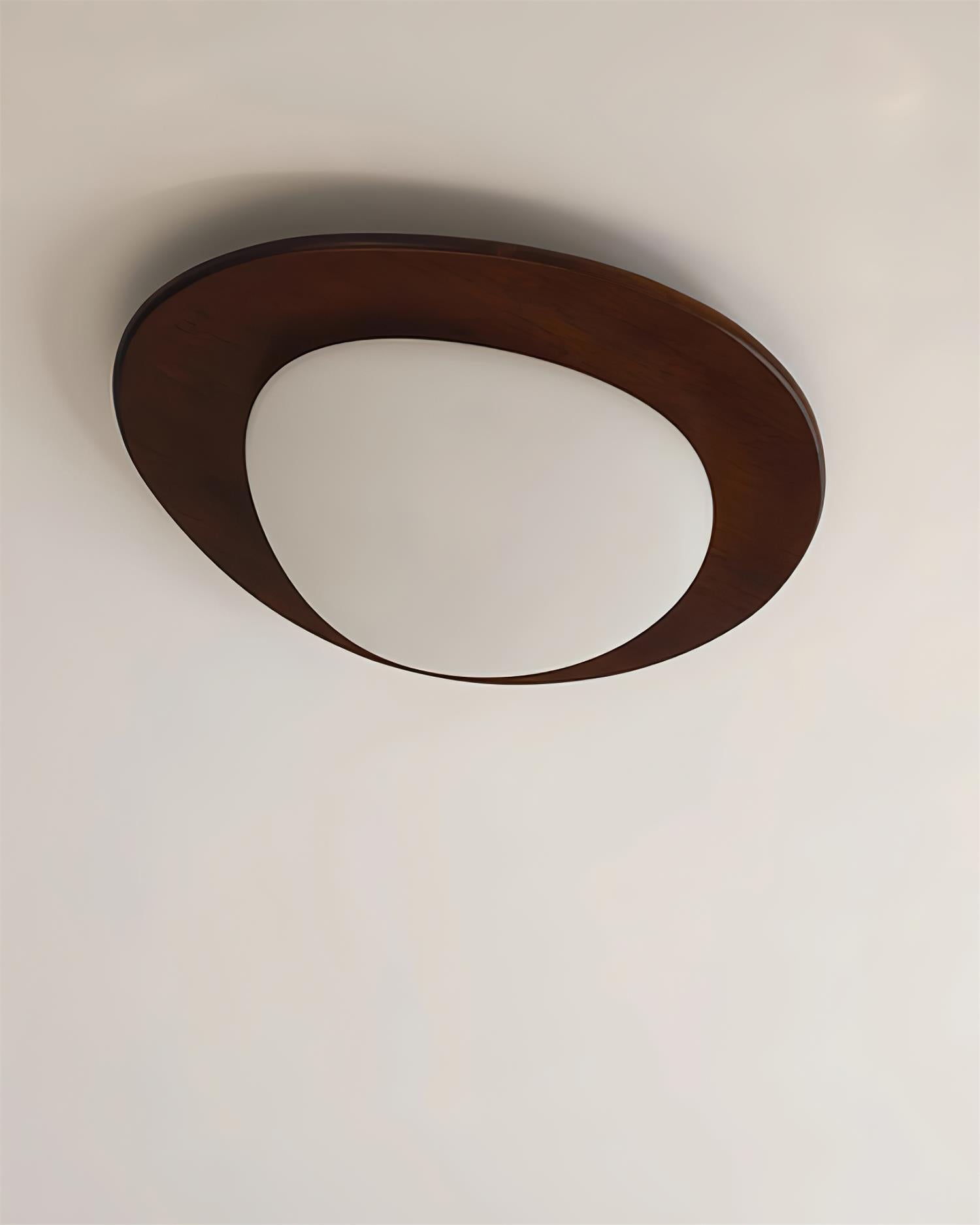 Plafonnier Bois Acrylique Ovale Ombre Minimaliste Naturel
