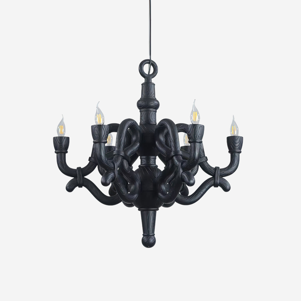 Nocturne Lustre Sculptural Bras en Faux-Bois