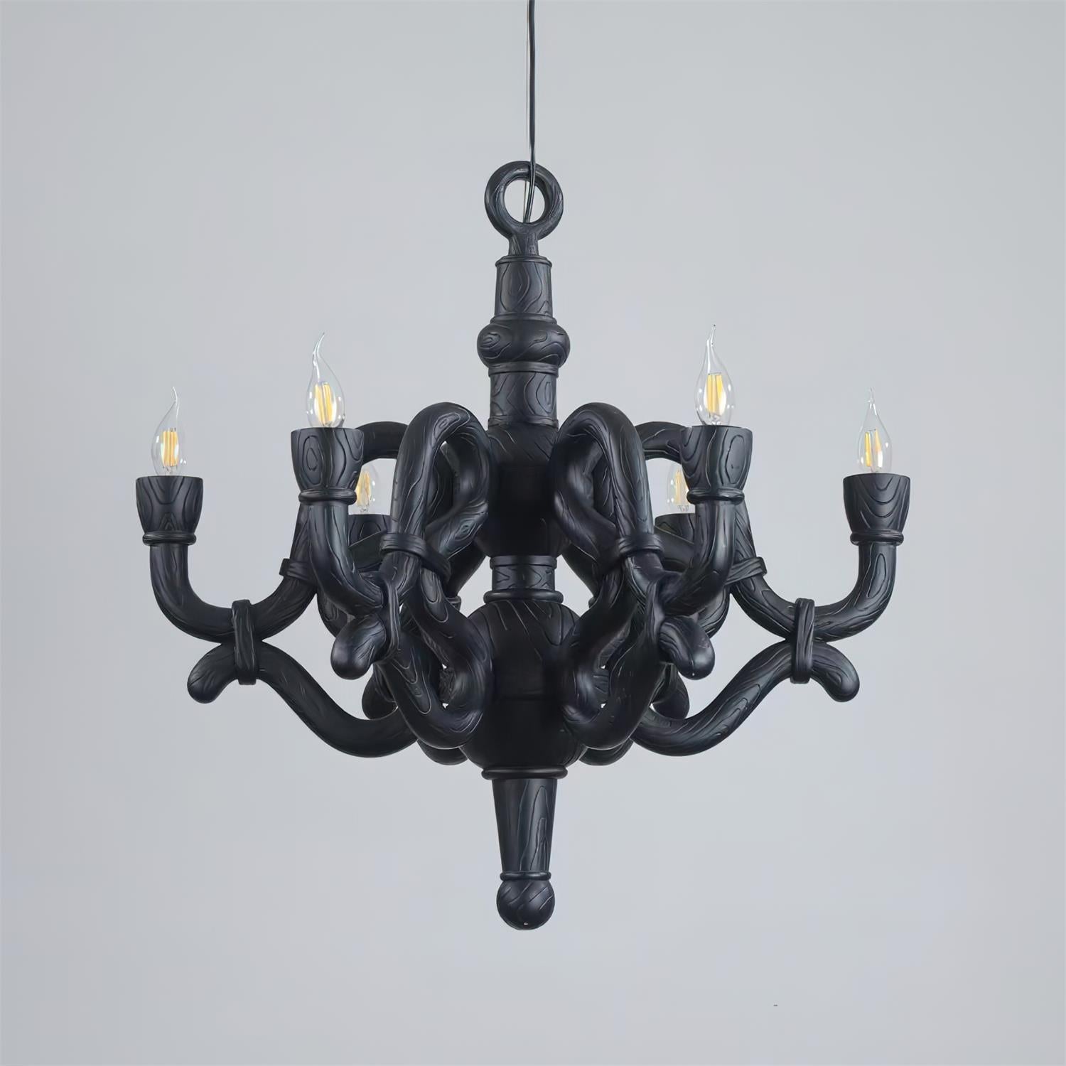 Nocturne Lustre Sculptural Bras en Faux-Bois