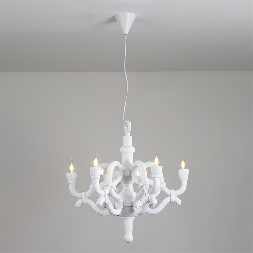 Nocturne Lustre Sculptural Bras en Faux-Bois