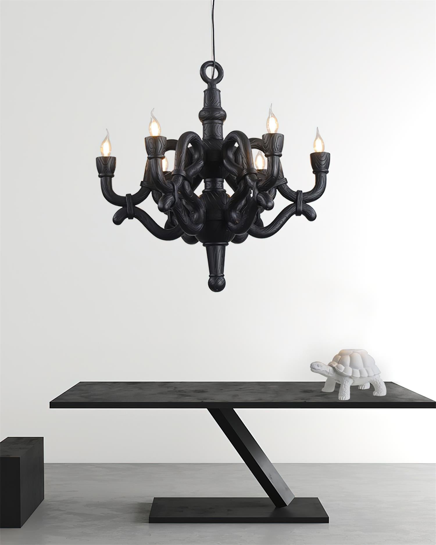 Nocturne Lustre Sculptural Bras en Faux-Bois