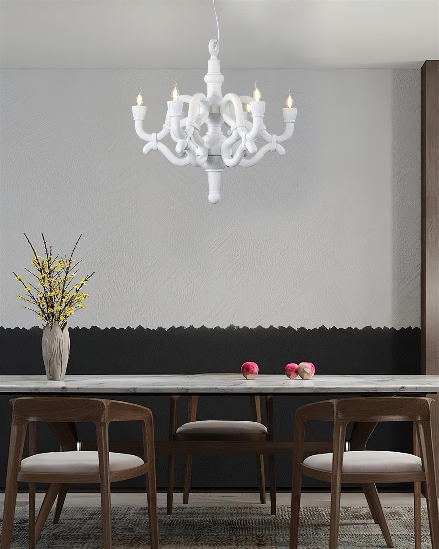 Nocturne Lustre Sculptural Bras en Faux-Bois