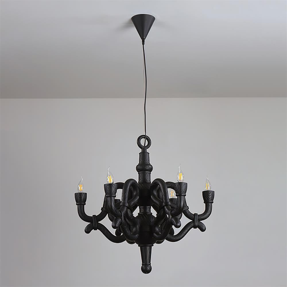 Nocturne Lustre Sculptural Bras en Faux-Bois