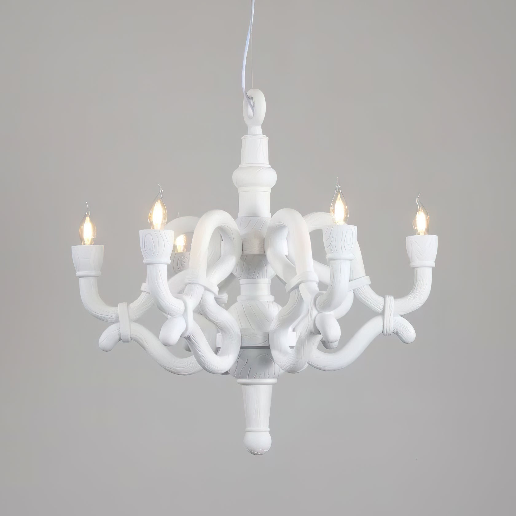 Nocturne Lustre Sculptural Bras en Faux-Bois