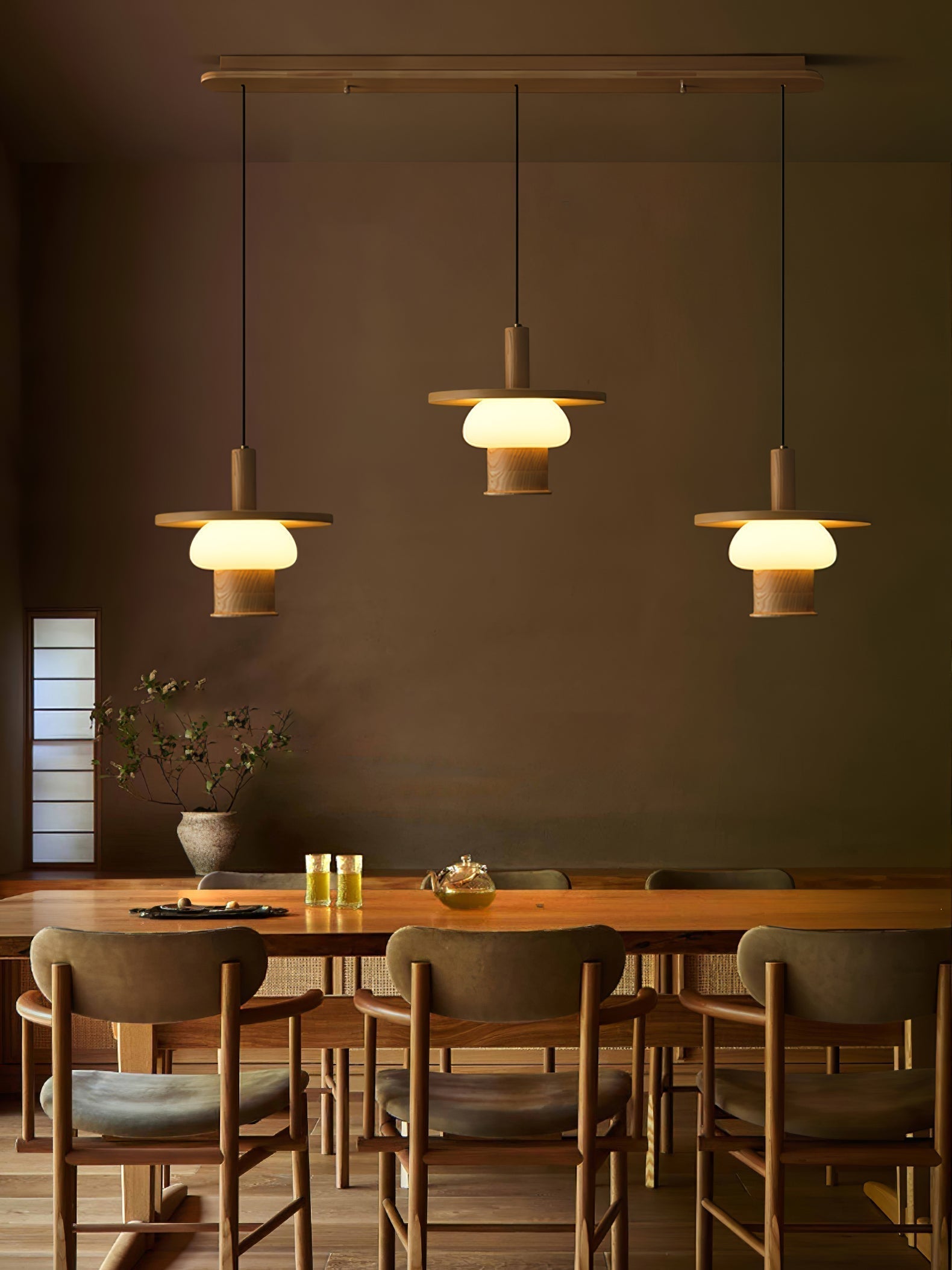Zephaan Suspension Art Classique en Verre et Bois