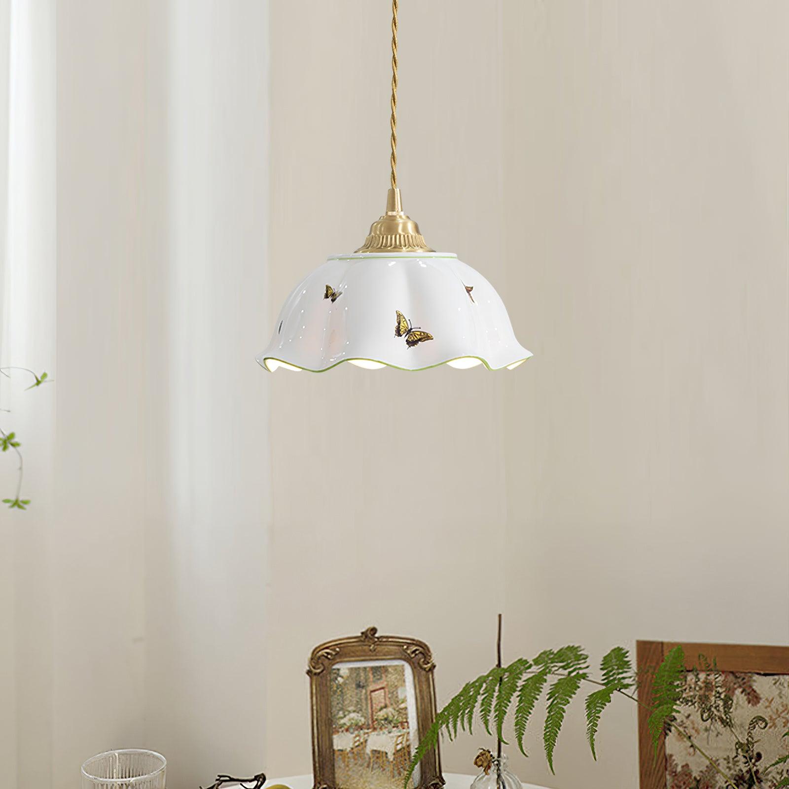 Vita Suspension Vintage en Céramique Papillons