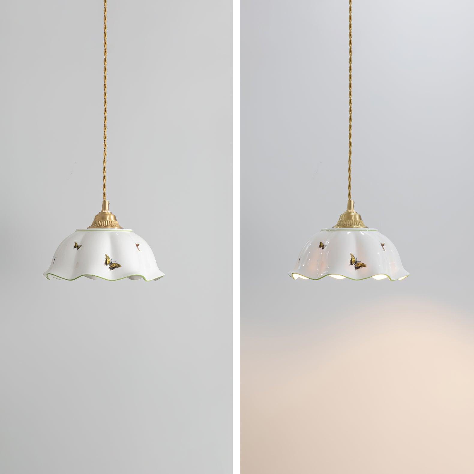 Vita Suspension Vintage en Céramique Papillons