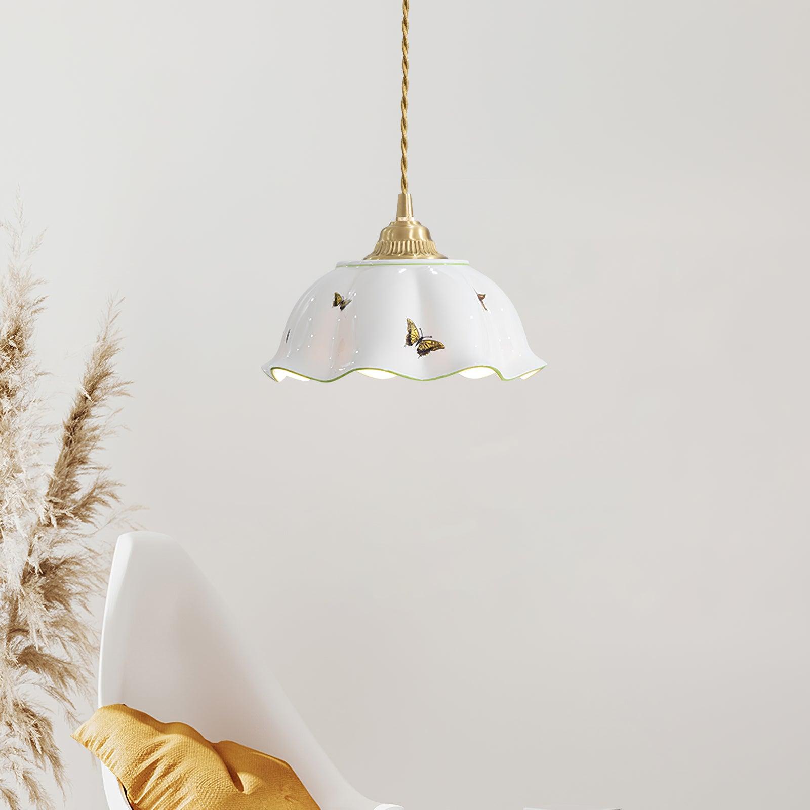 Vita Suspension Vintage en Céramique Papillons