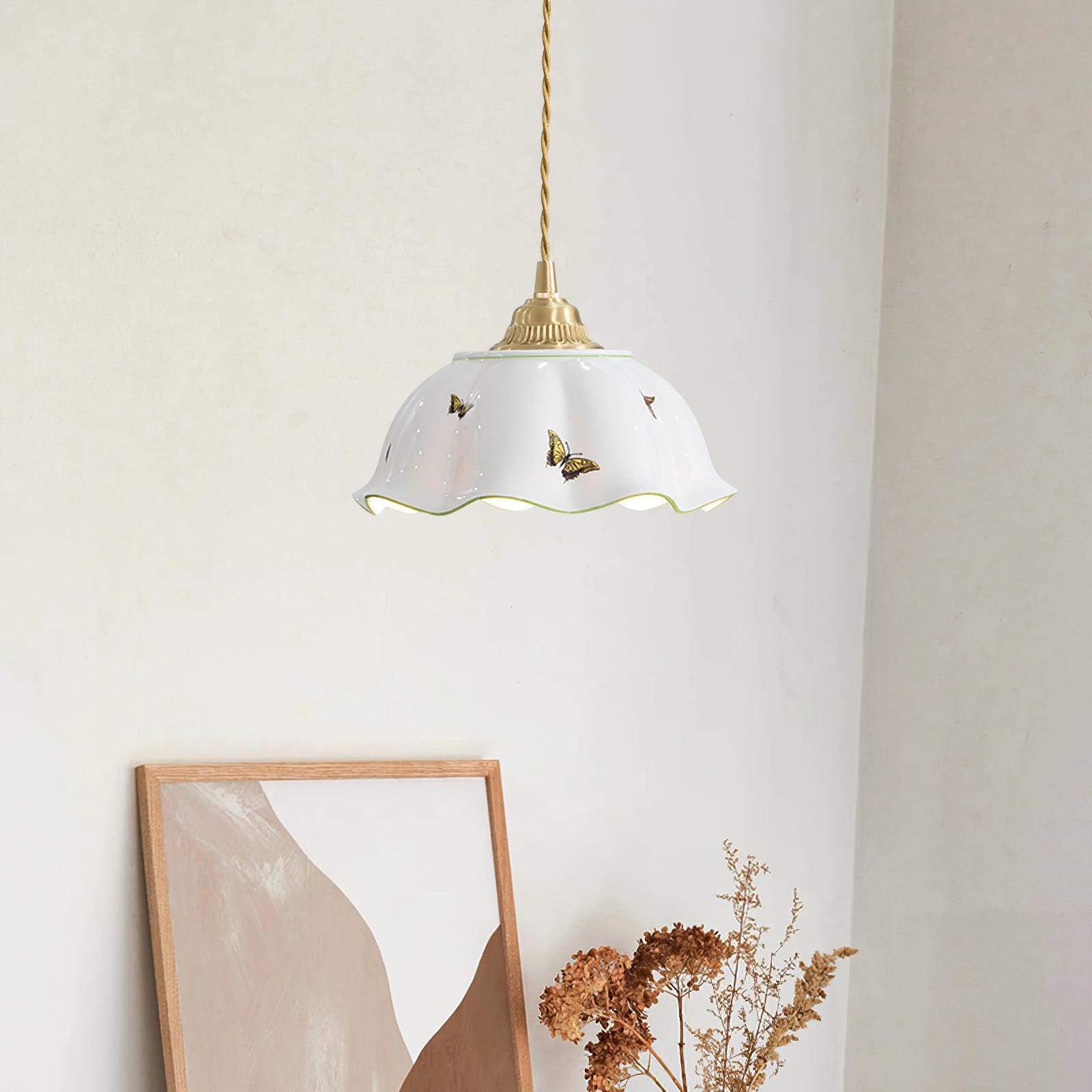Vita Suspension Vintage en Céramique Papillons