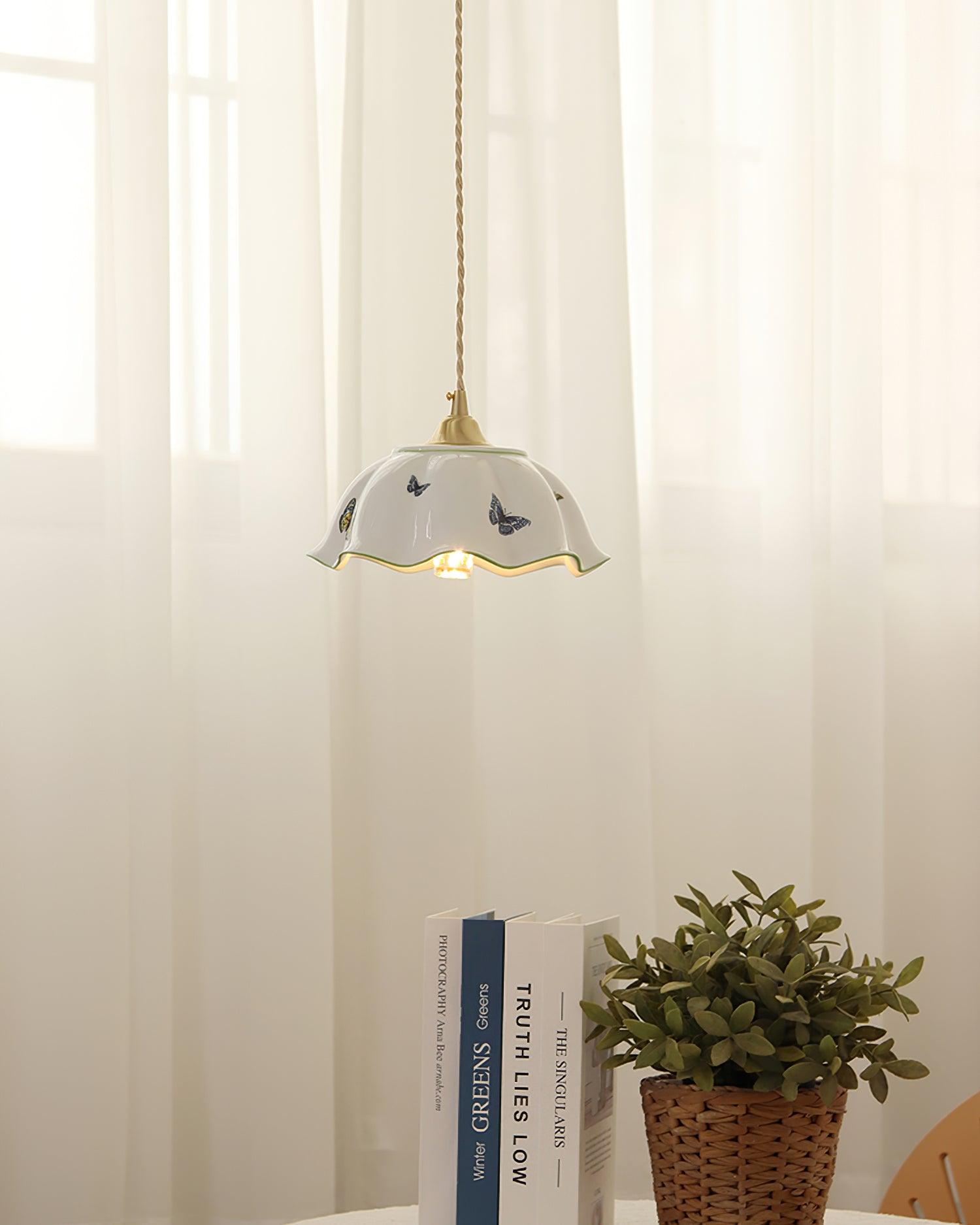 Vita Suspension Vintage en Céramique Papillons
