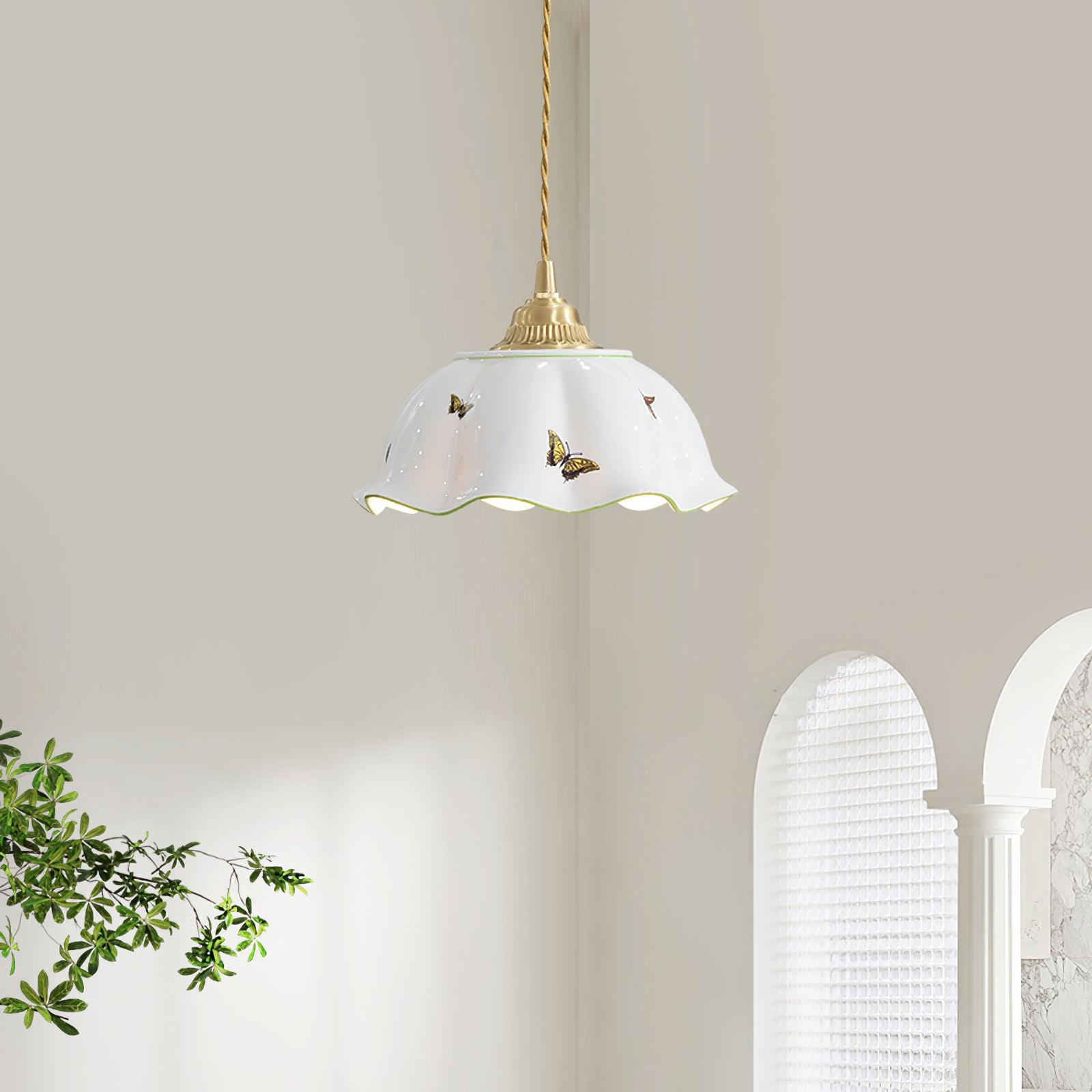 Vita Suspension Vintage en Céramique Papillons