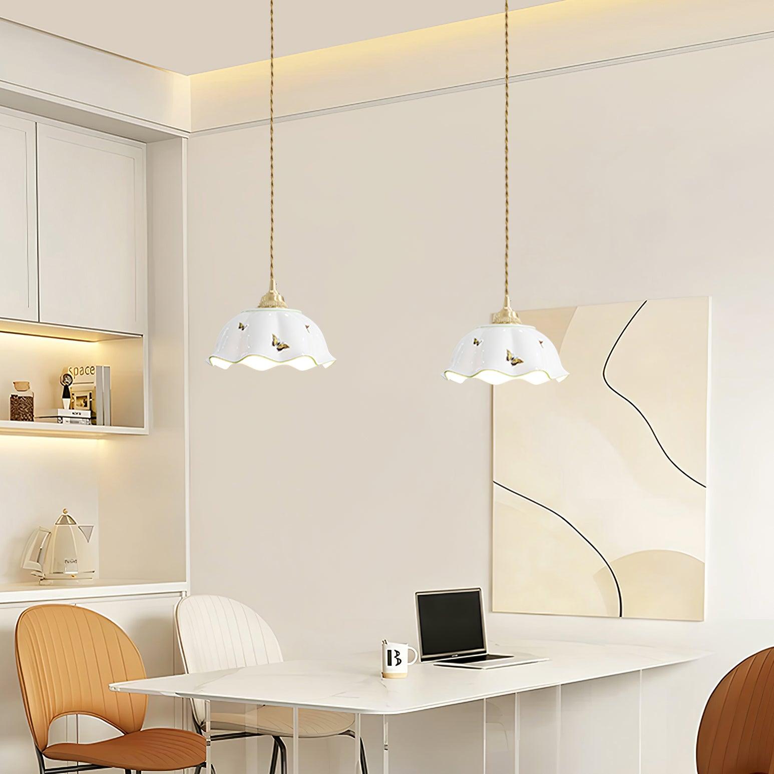 Vita Suspension Vintage en Céramique Papillons