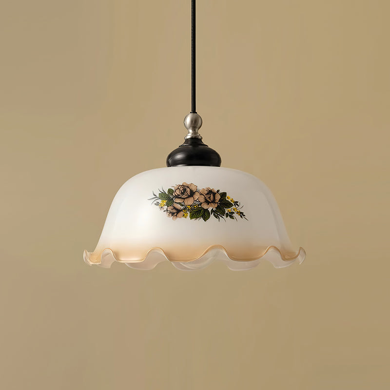 Belvia Suspension Vintage en Verre Floral