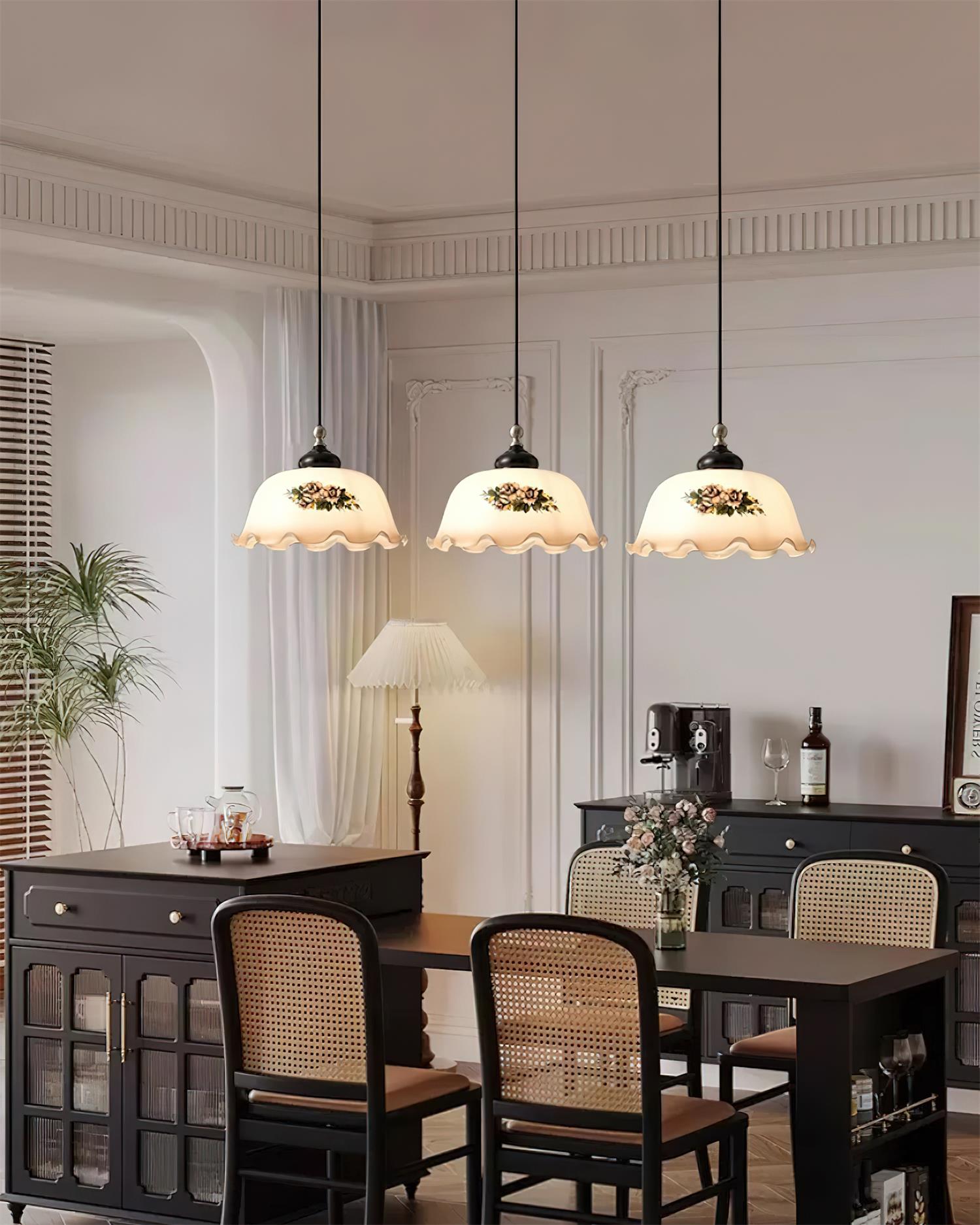 Belvia Suspension Vintage en Verre Floral