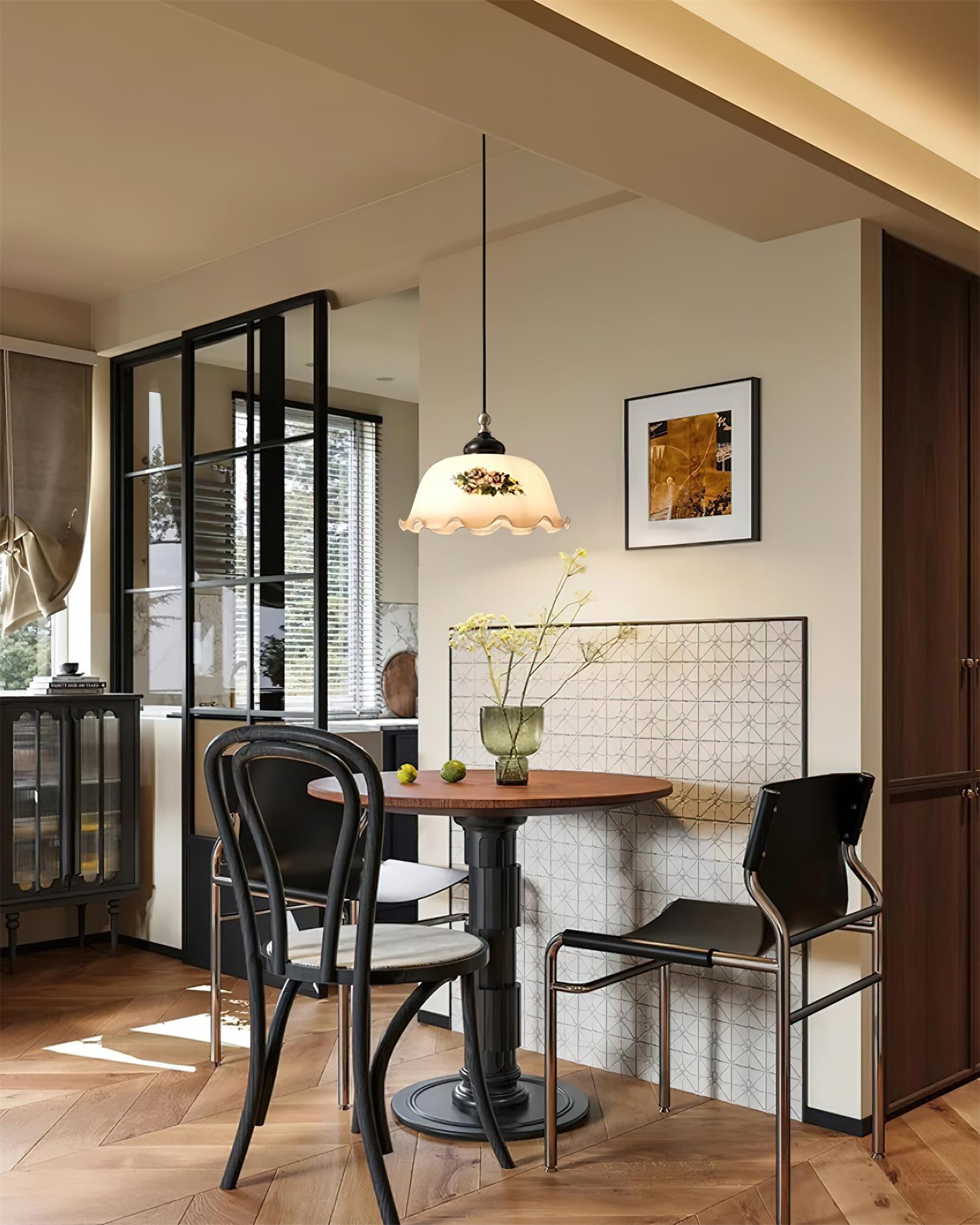 Belvia Suspension Vintage en Verre Floral