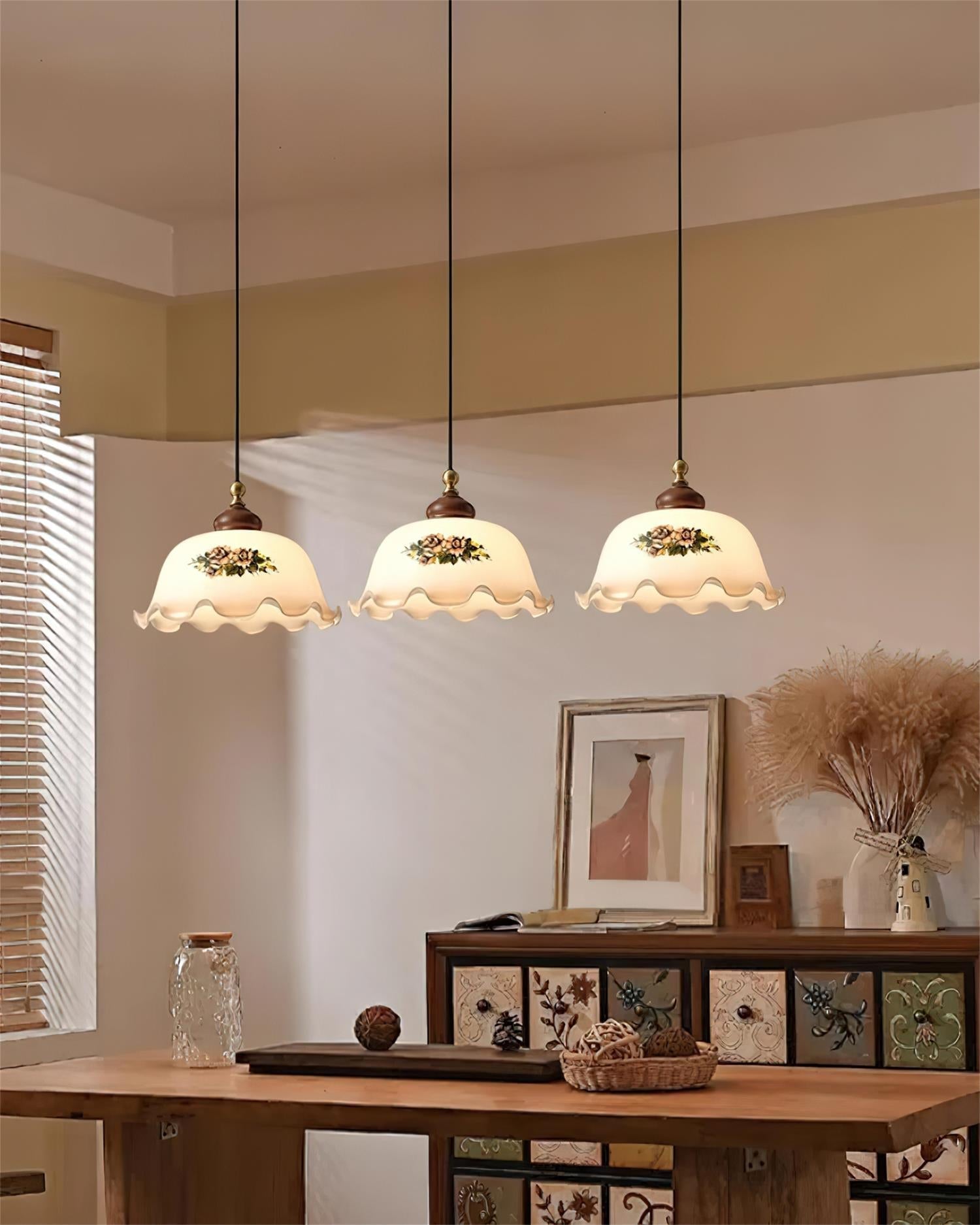 Belvia Suspension Vintage en Verre Floral