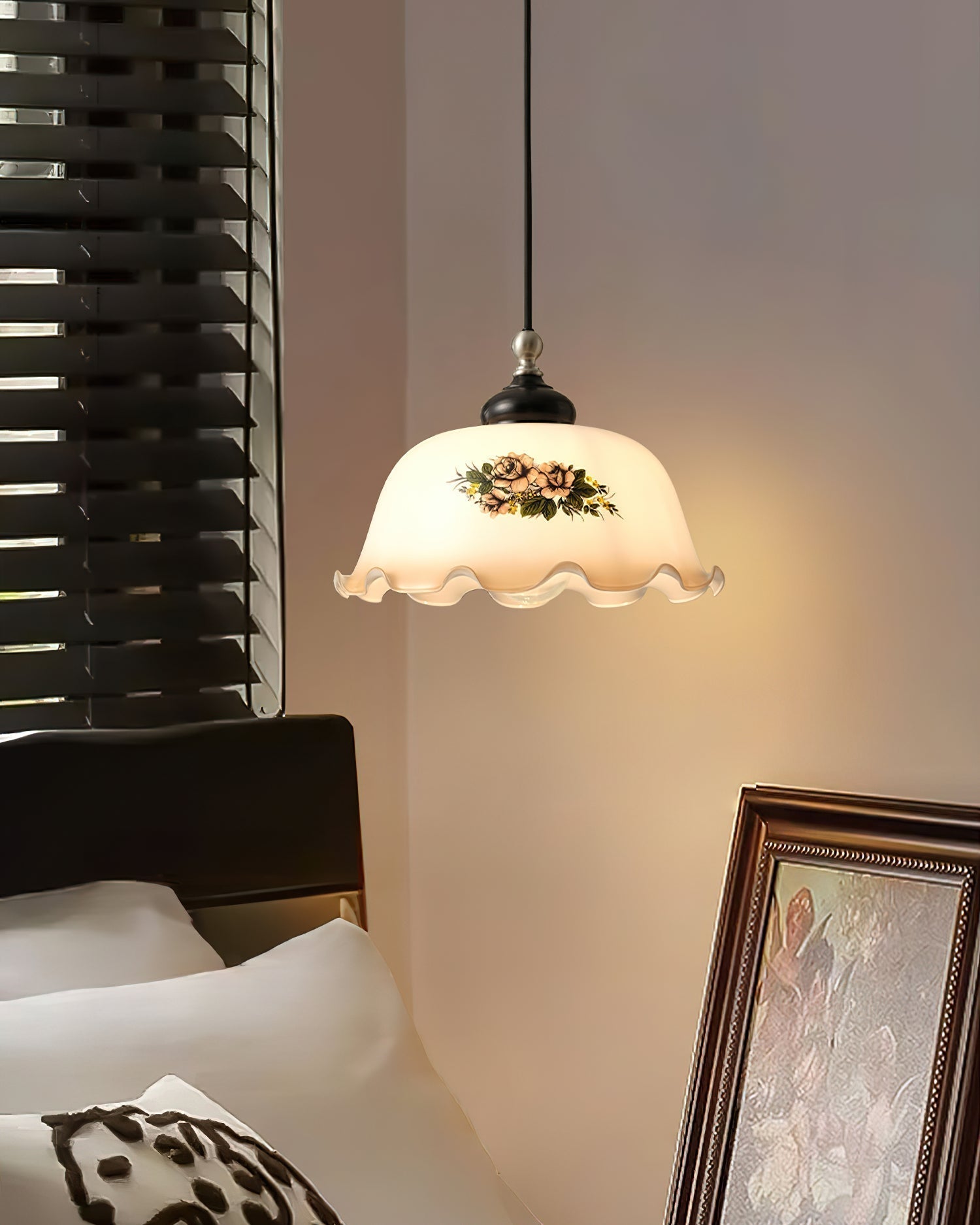 Belvia Suspension Vintage en Verre Floral