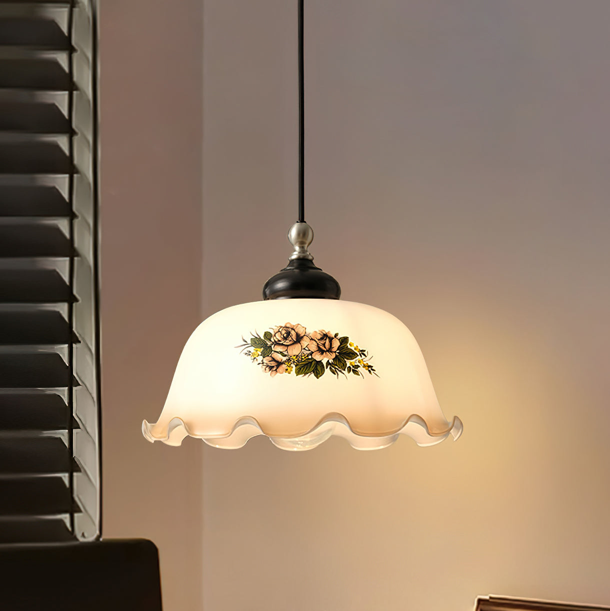 Belvia Suspension Vintage en Verre Floral