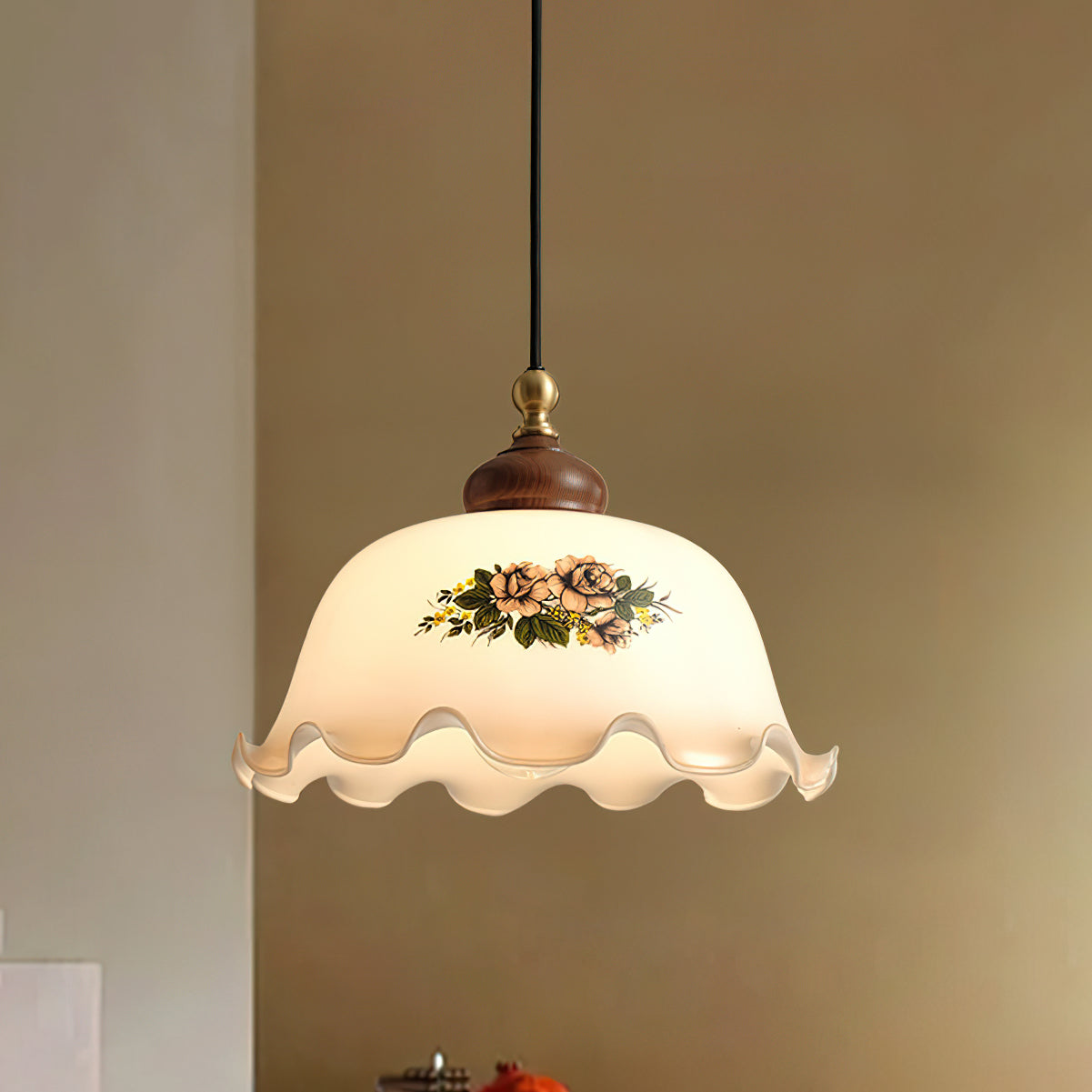 Belvia Suspension Vintage en Verre Floral