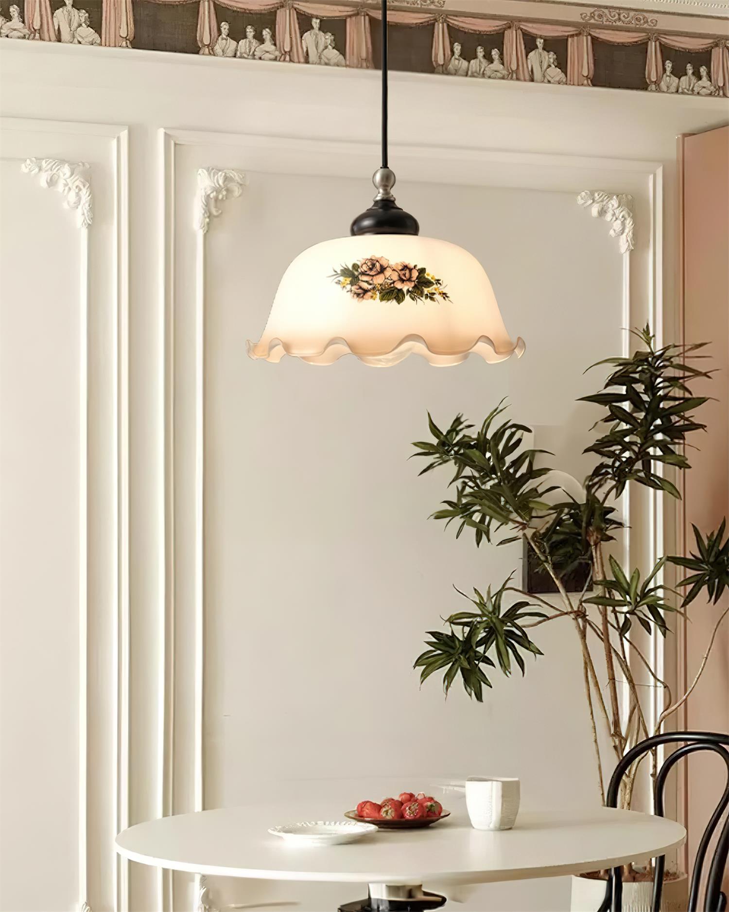 Belvia Suspension Vintage en Verre Floral