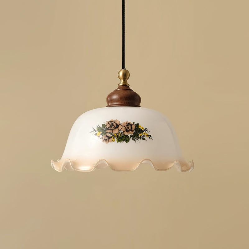 Belvia Suspension Vintage en Verre Floral