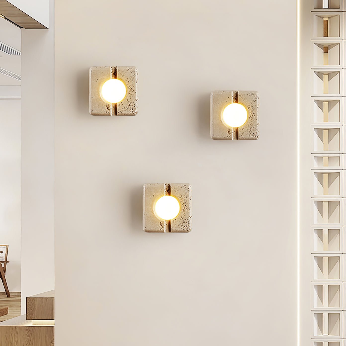 Olvenan Carré Travertin Luminaire Mural