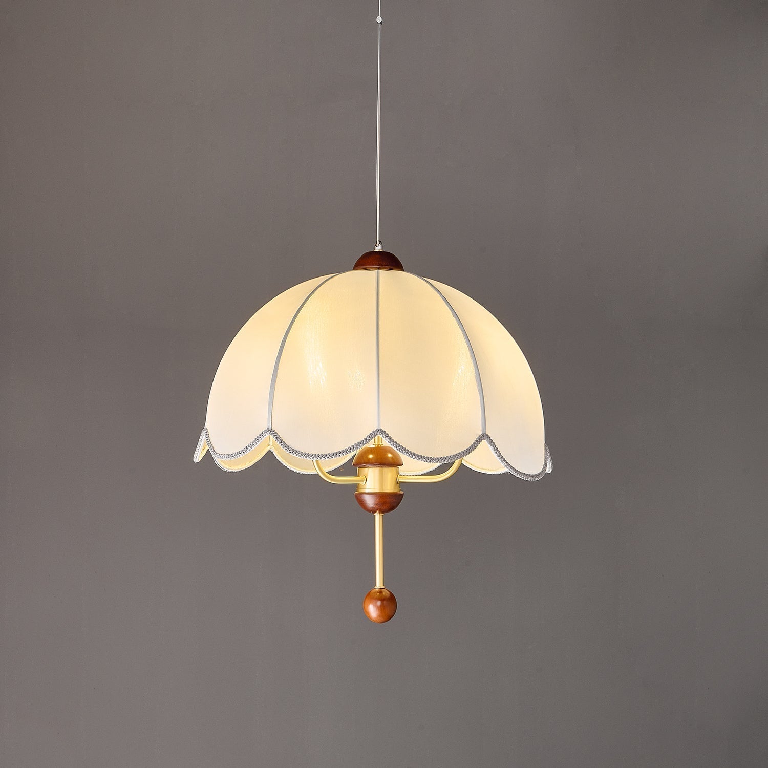 Varaeia Suspension Élégante en Tissu Fleuri et Bois