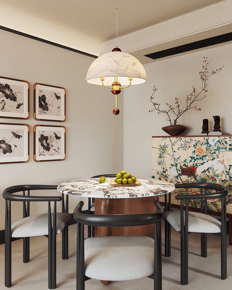 Varaeia Suspension Élégante en Tissu Fleuri et Bois