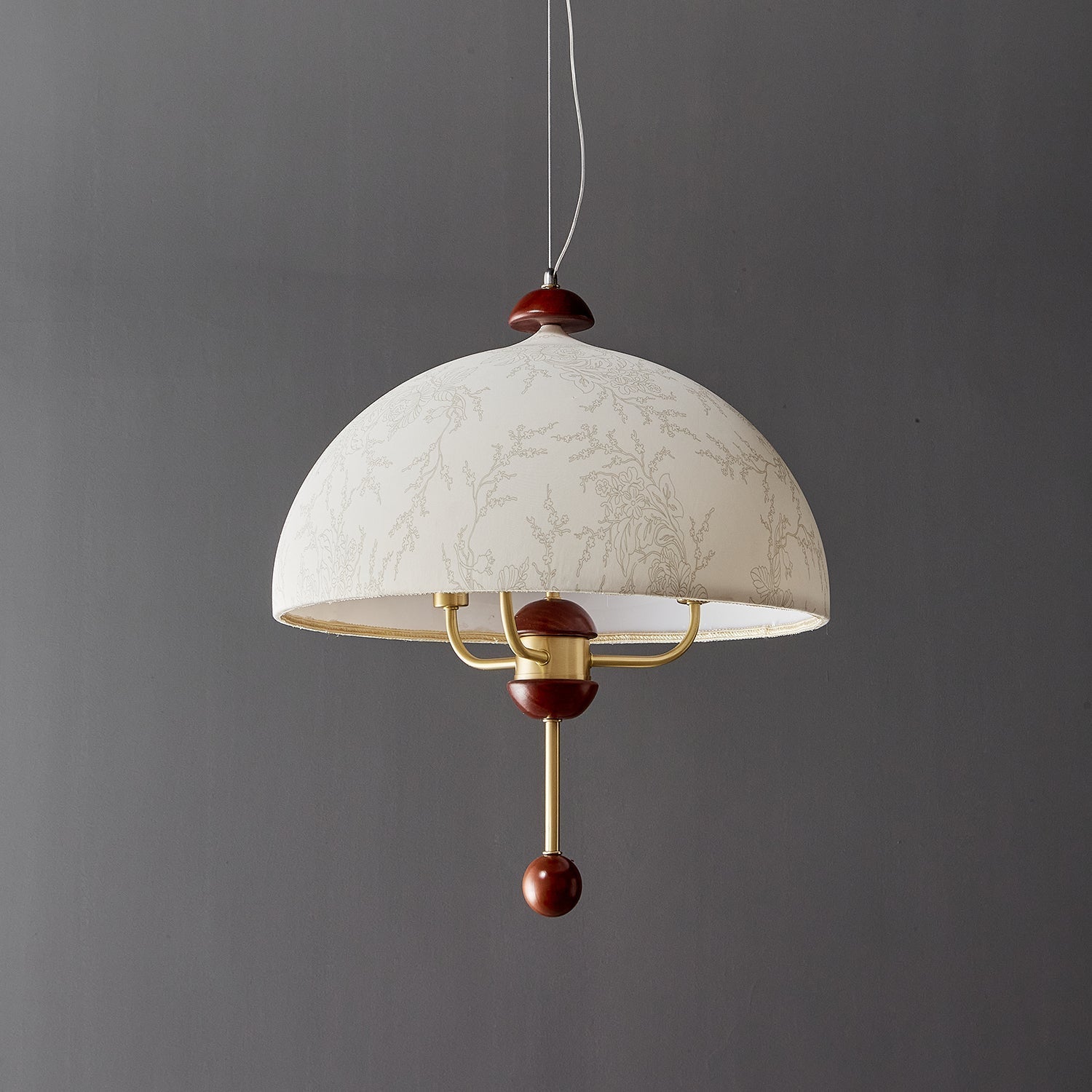 Varaeia Suspension Élégante en Tissu Fleuri et Bois