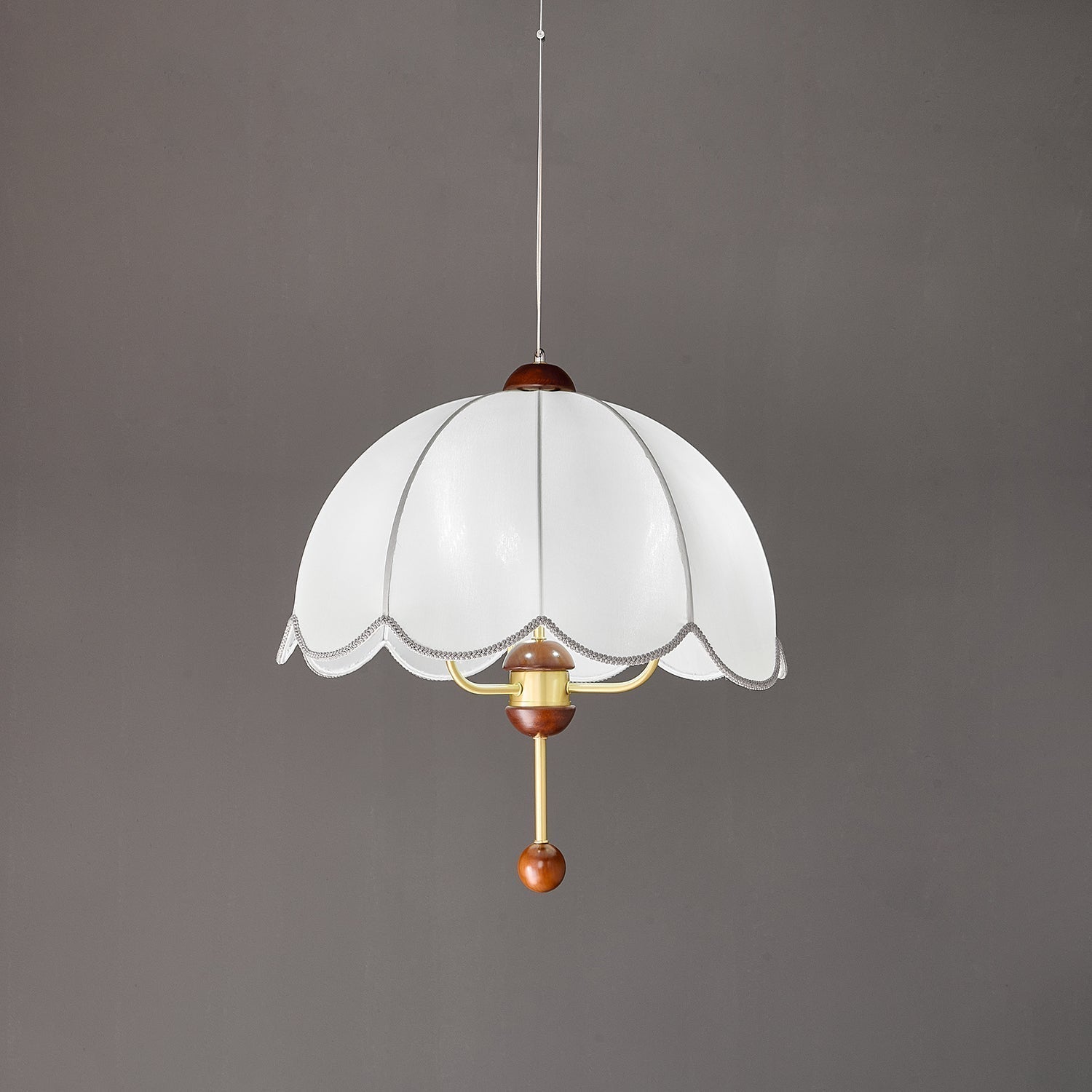 Varaeia Suspension Élégante en Tissu Fleuri et Bois