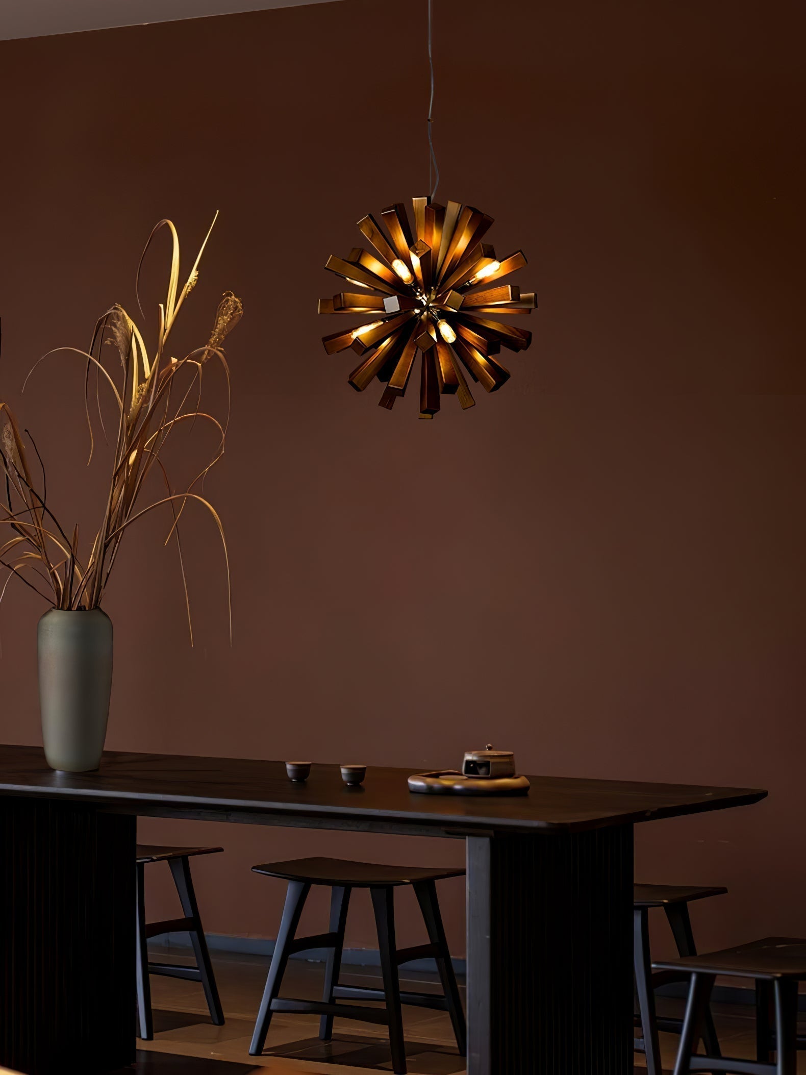 Nova Lustre Art Nordic Premium en Bois Éclatant