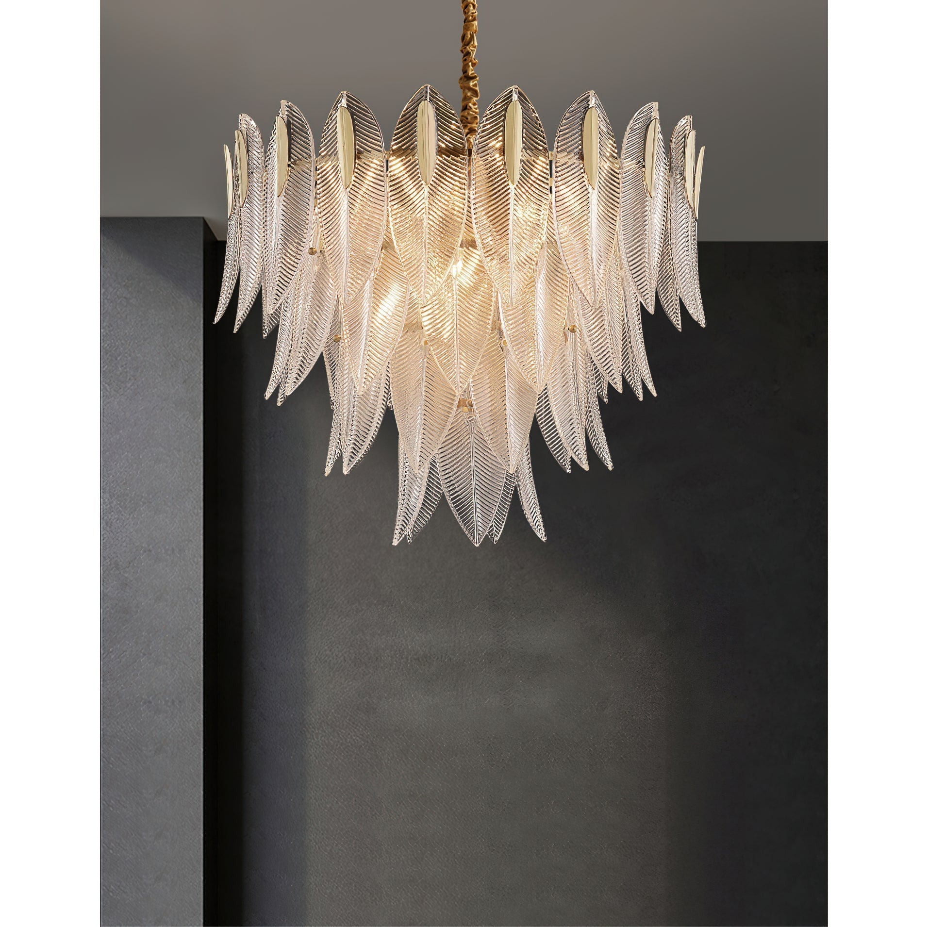 Ivthayra Lustre Postmoderne en Laiton et Verre de Luxe