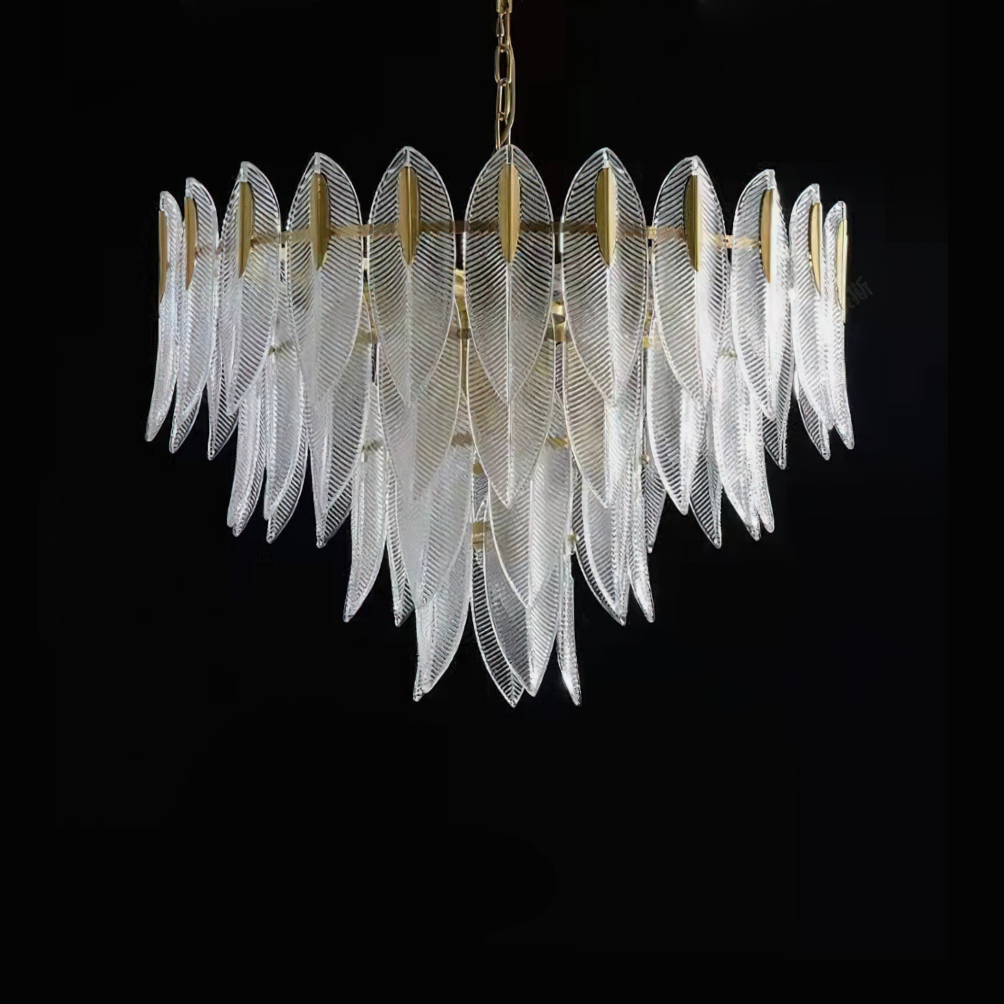 Ivthayra Lustre Postmoderne en Laiton et Verre de Luxe