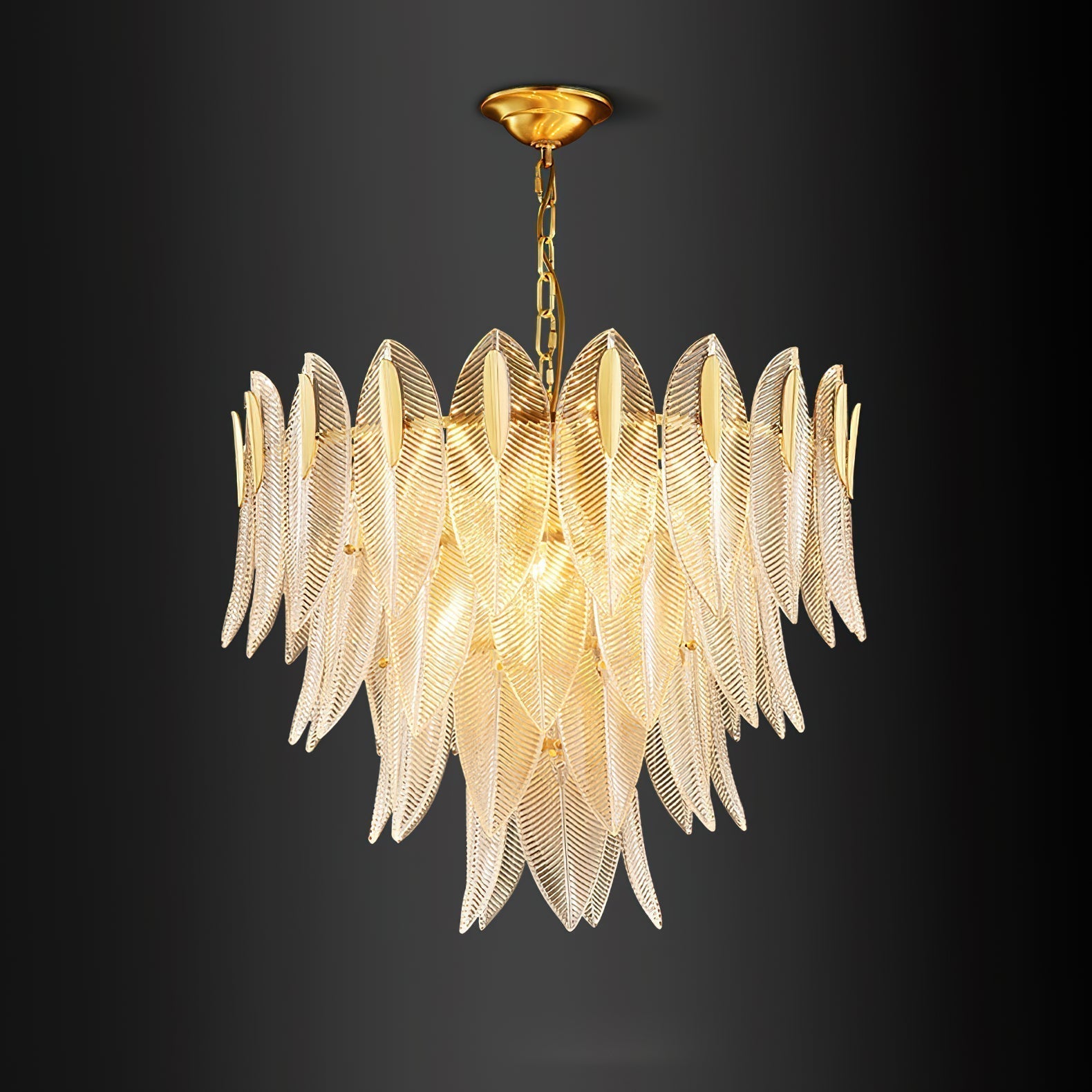 Ivthayra Lustre Postmoderne en Laiton et Verre de Luxe
