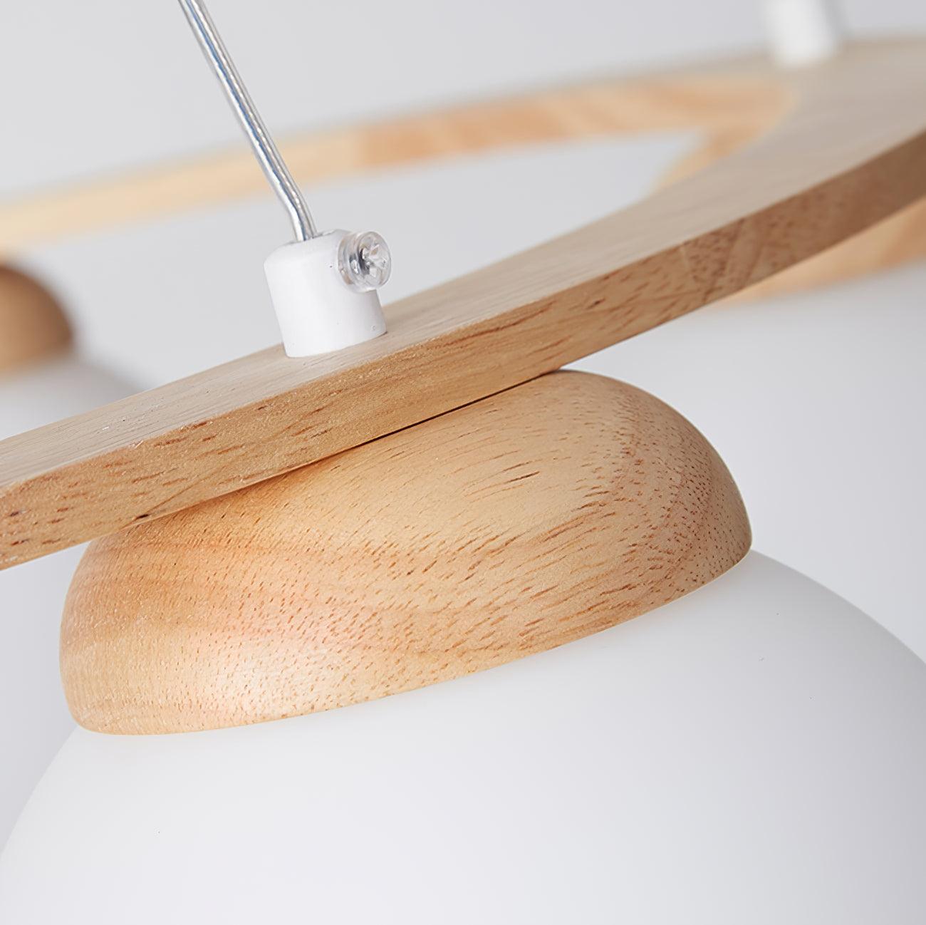 Lustra Lustre en Bois avec Anneau et Globes
