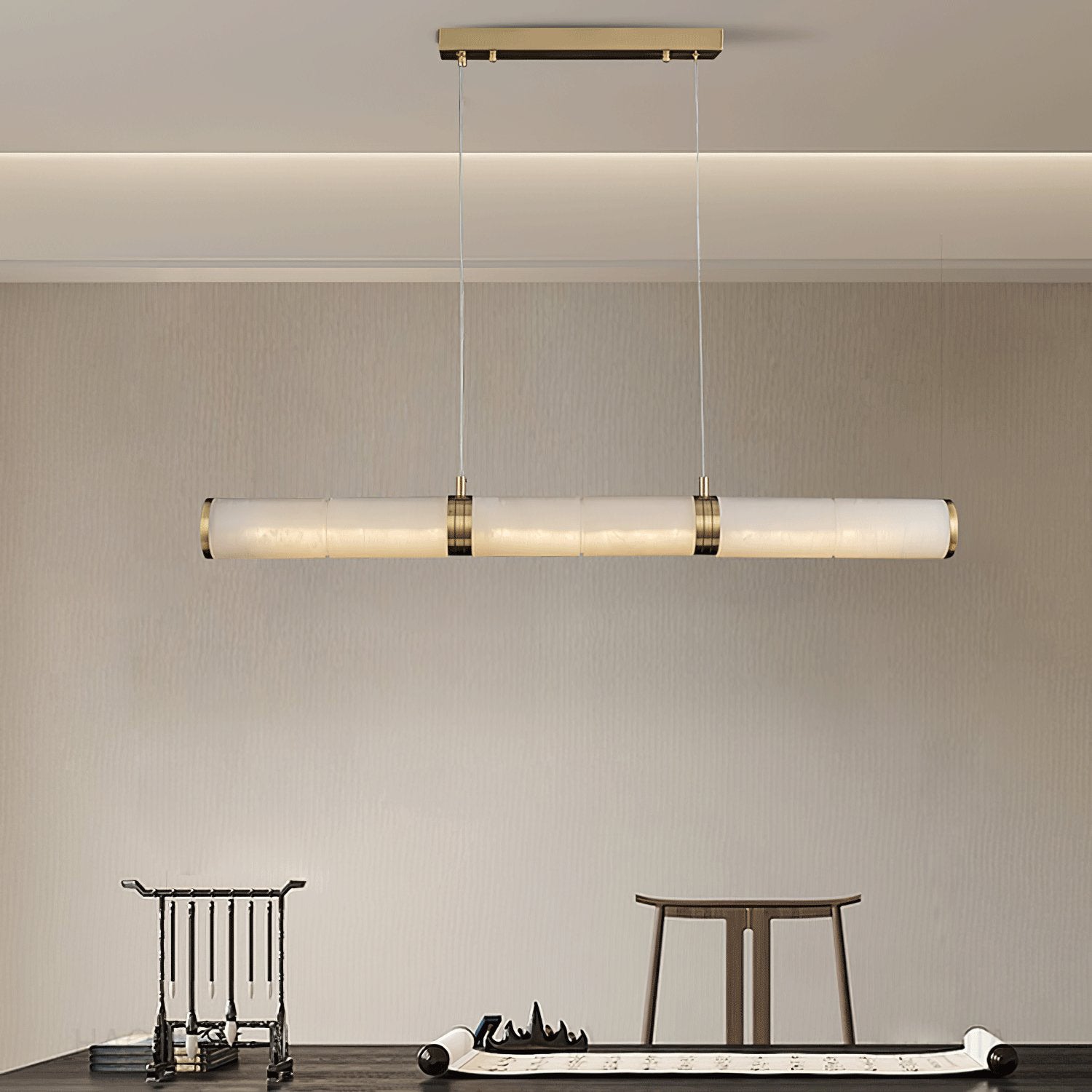 Eira Minimaliste Albâtre Linéaire Pendentif Lumière