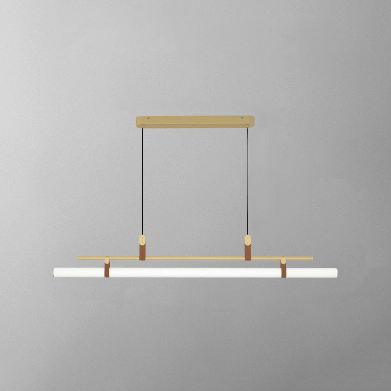 Inari Suspension Linéaire Simple. Métal/Acrylique. Noir/doré. Chambre