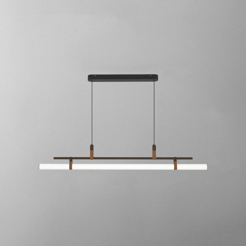 Inari Suspension Linéaire Simple. Métal/Acrylique. Noir/doré. Chambre