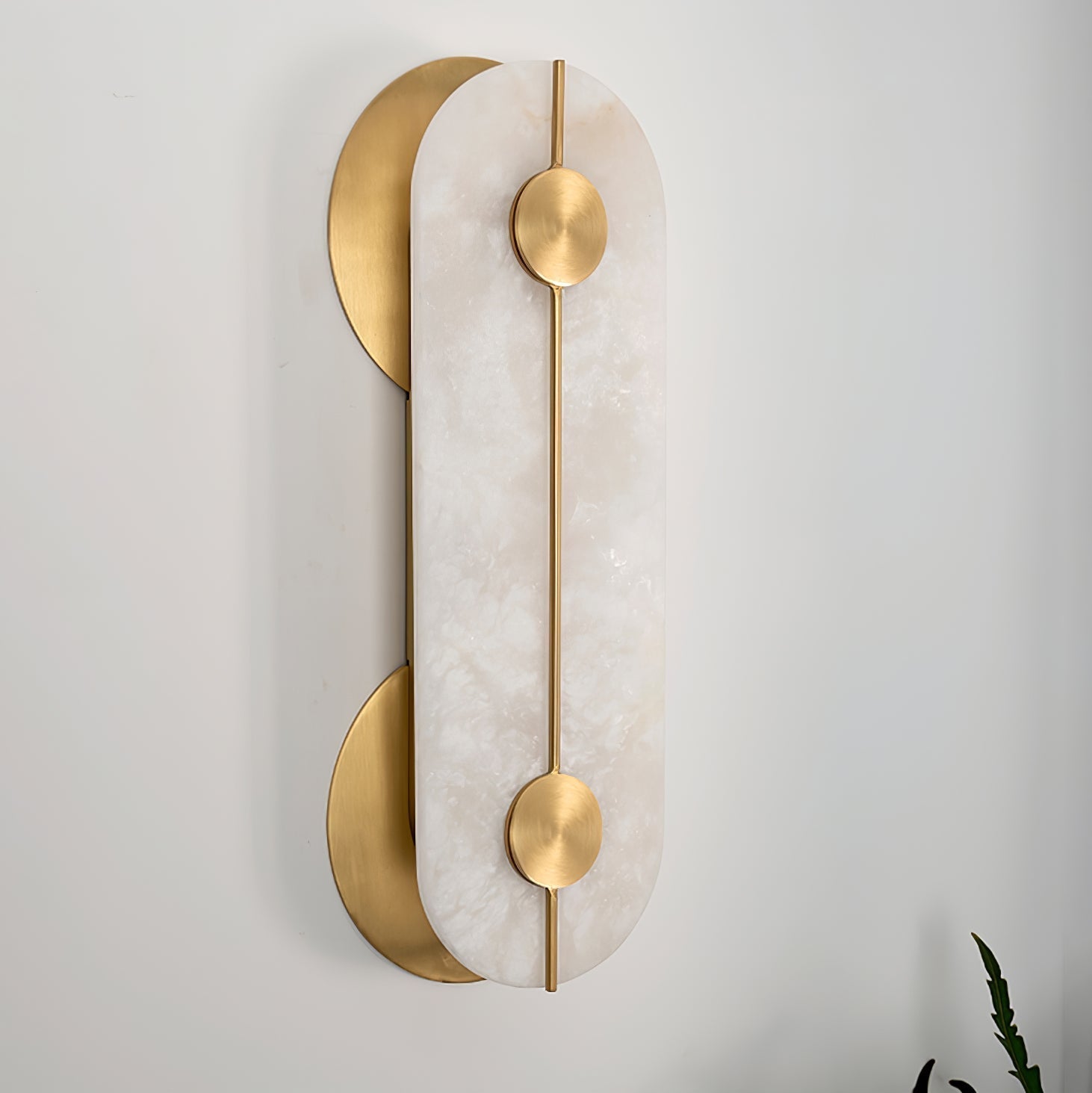 Selene Applique Murale Moderne en Albâtre et Laiton