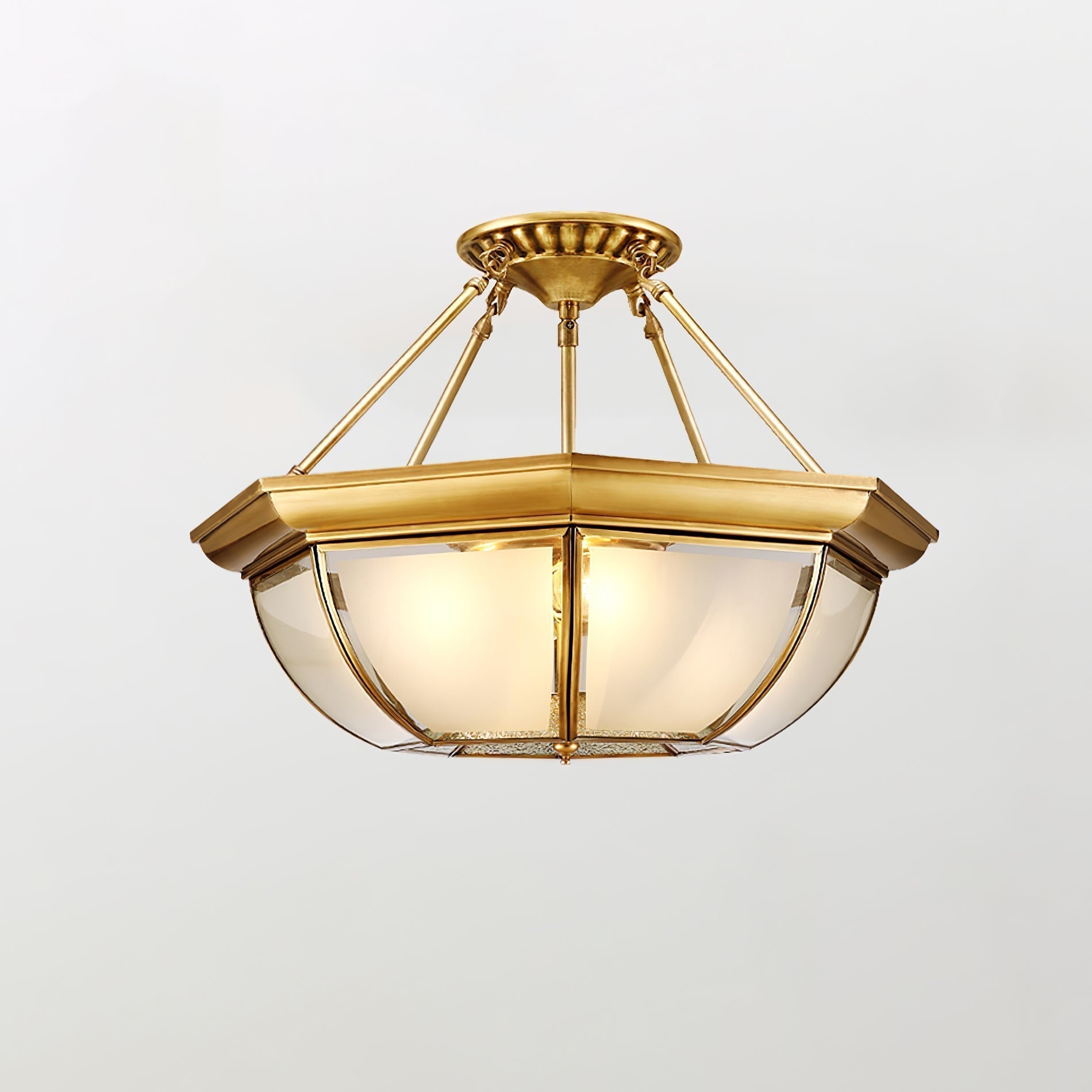 Alirora Lampe de Plafond Laiton Verre
