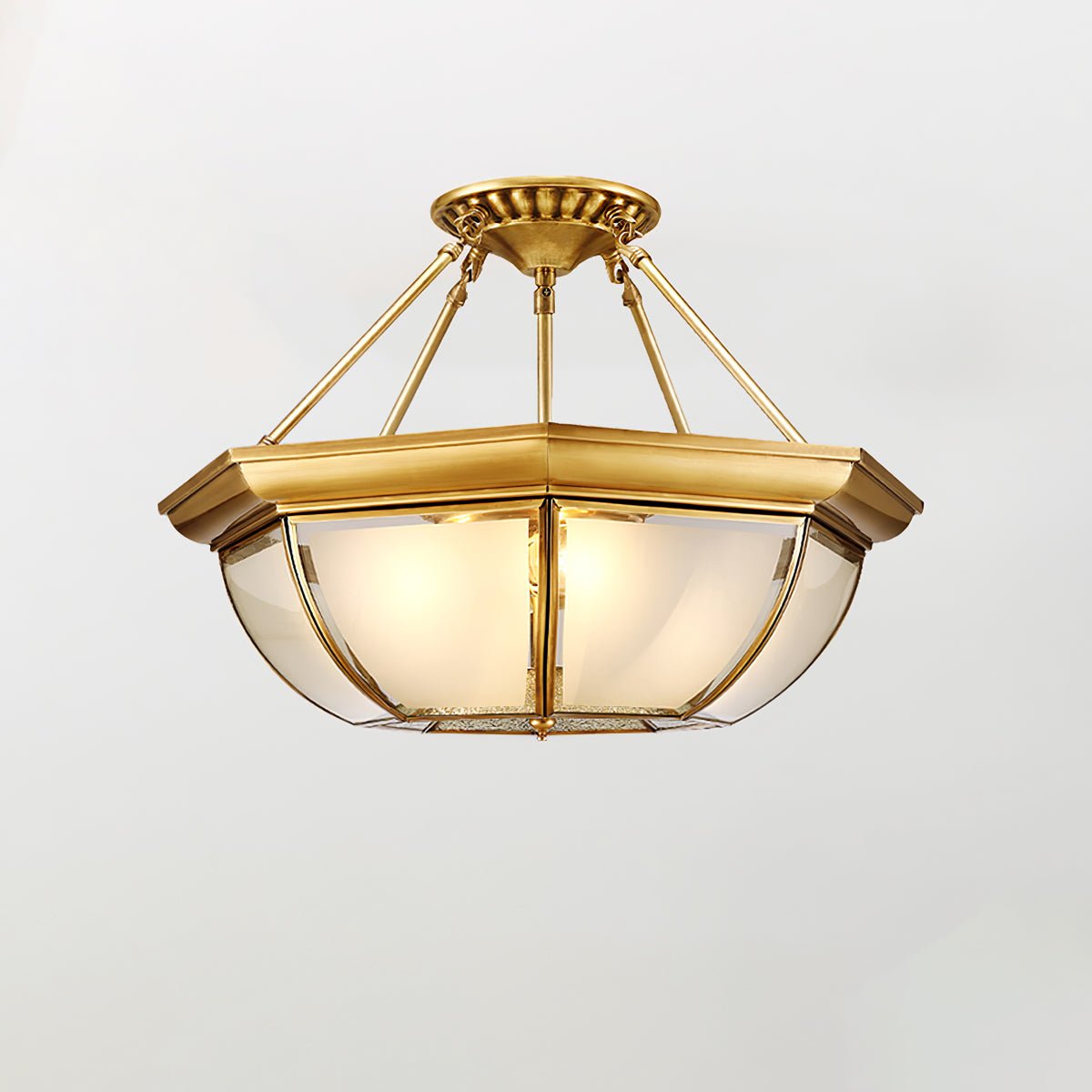 Alirora Lampe de Plafond Laiton Verre