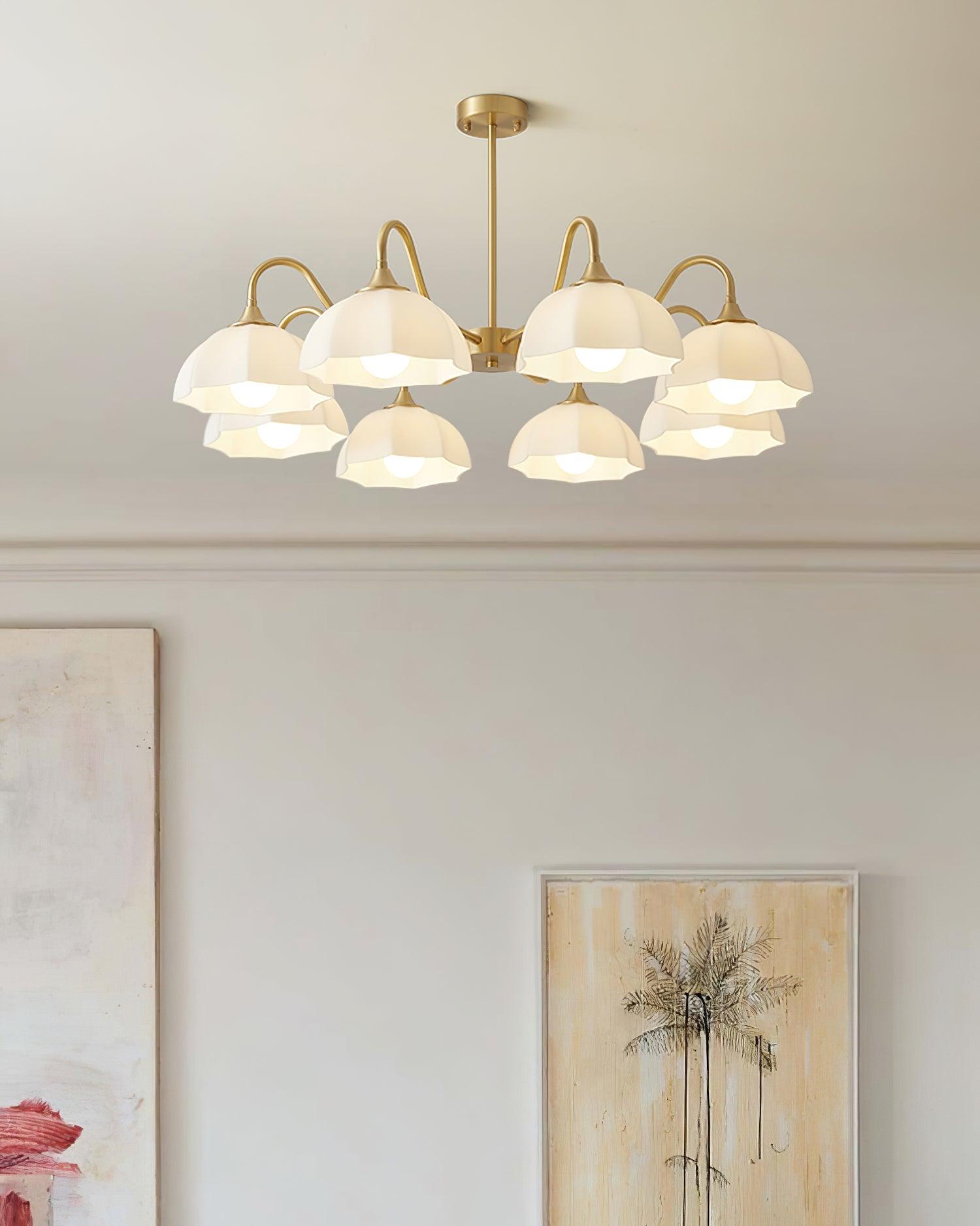 Lustra Lustre Bol En Verre Octagonal Cuivre Français