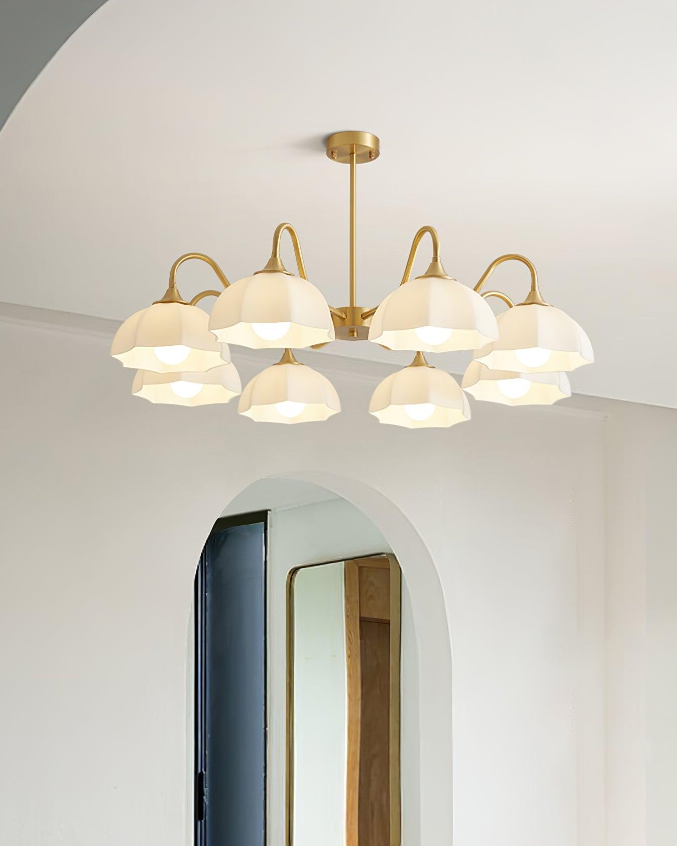 Lustra Lustre Bol En Verre Octagonal Cuivre Français