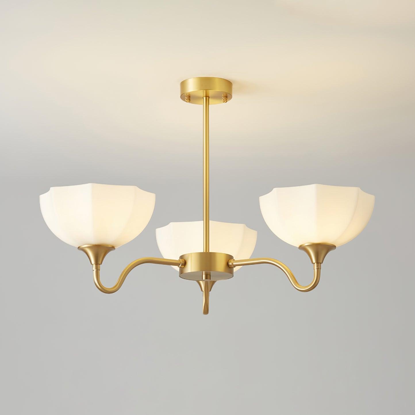 Lustra Lustre Bol En Verre Octagonal Cuivre Français