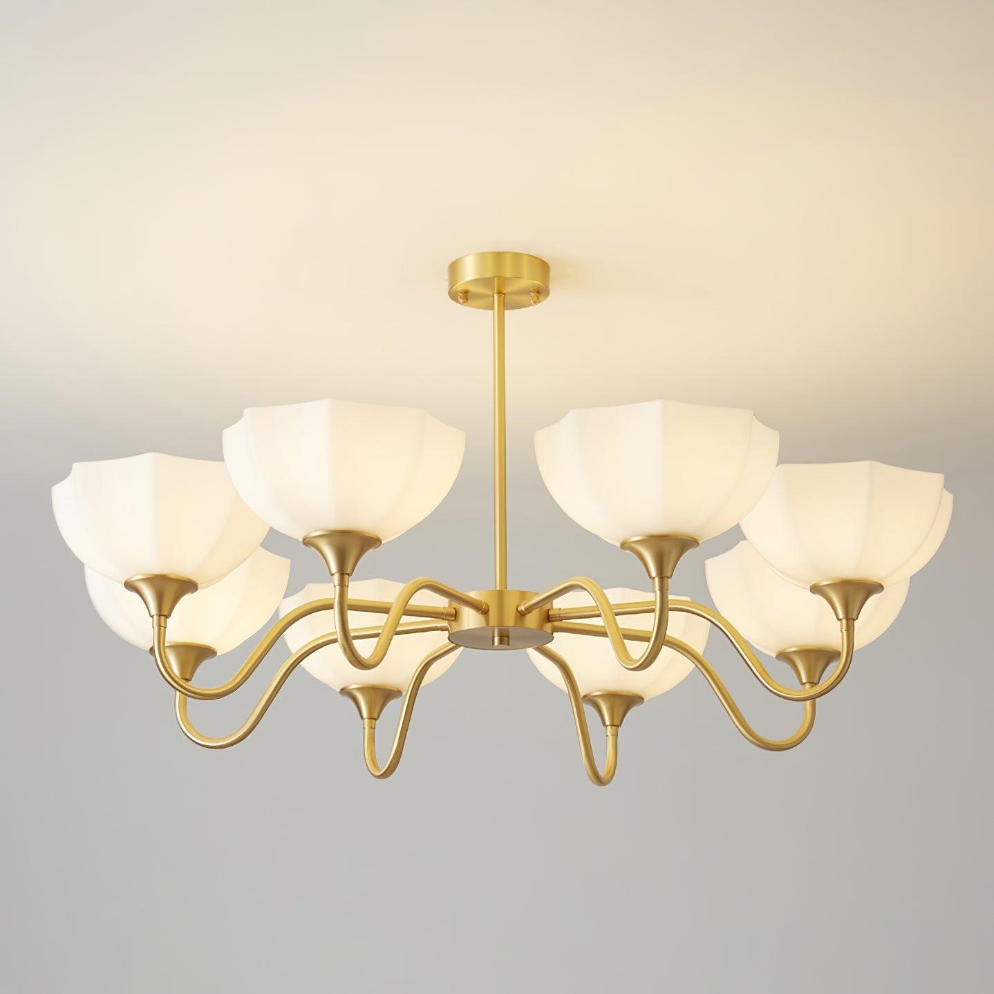 Lustra Lustre Bol En Verre Octagonal Cuivre Français