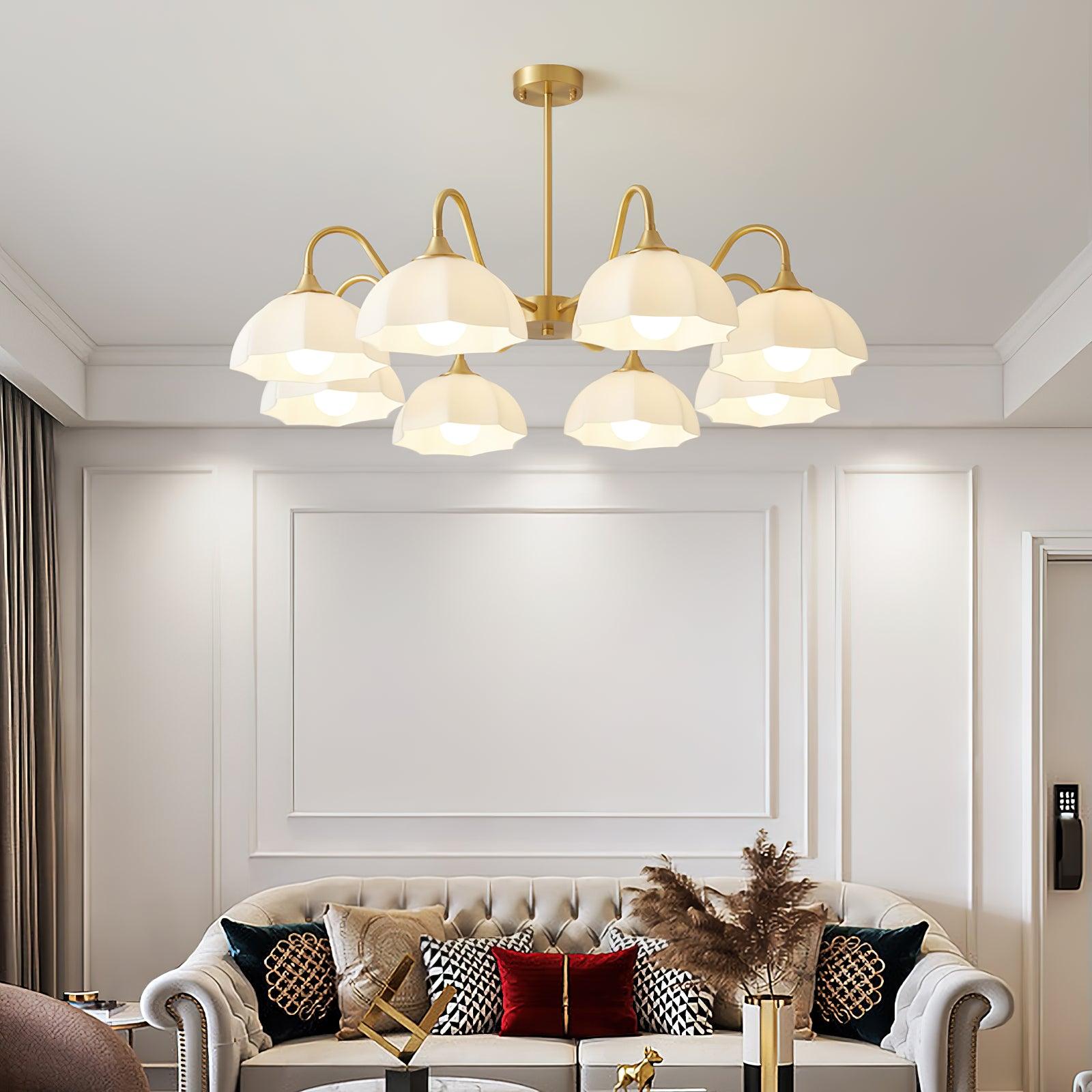 Lustra Lustre Bol En Verre Octagonal Cuivre Français