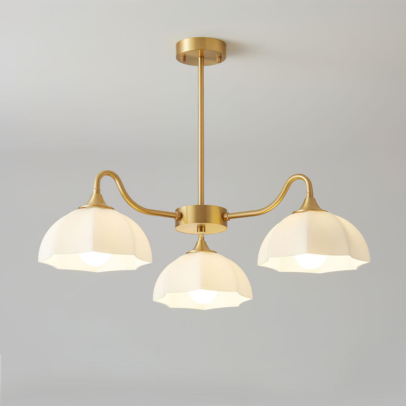 Lustra Lustre Bol En Verre Octagonal Cuivre Français