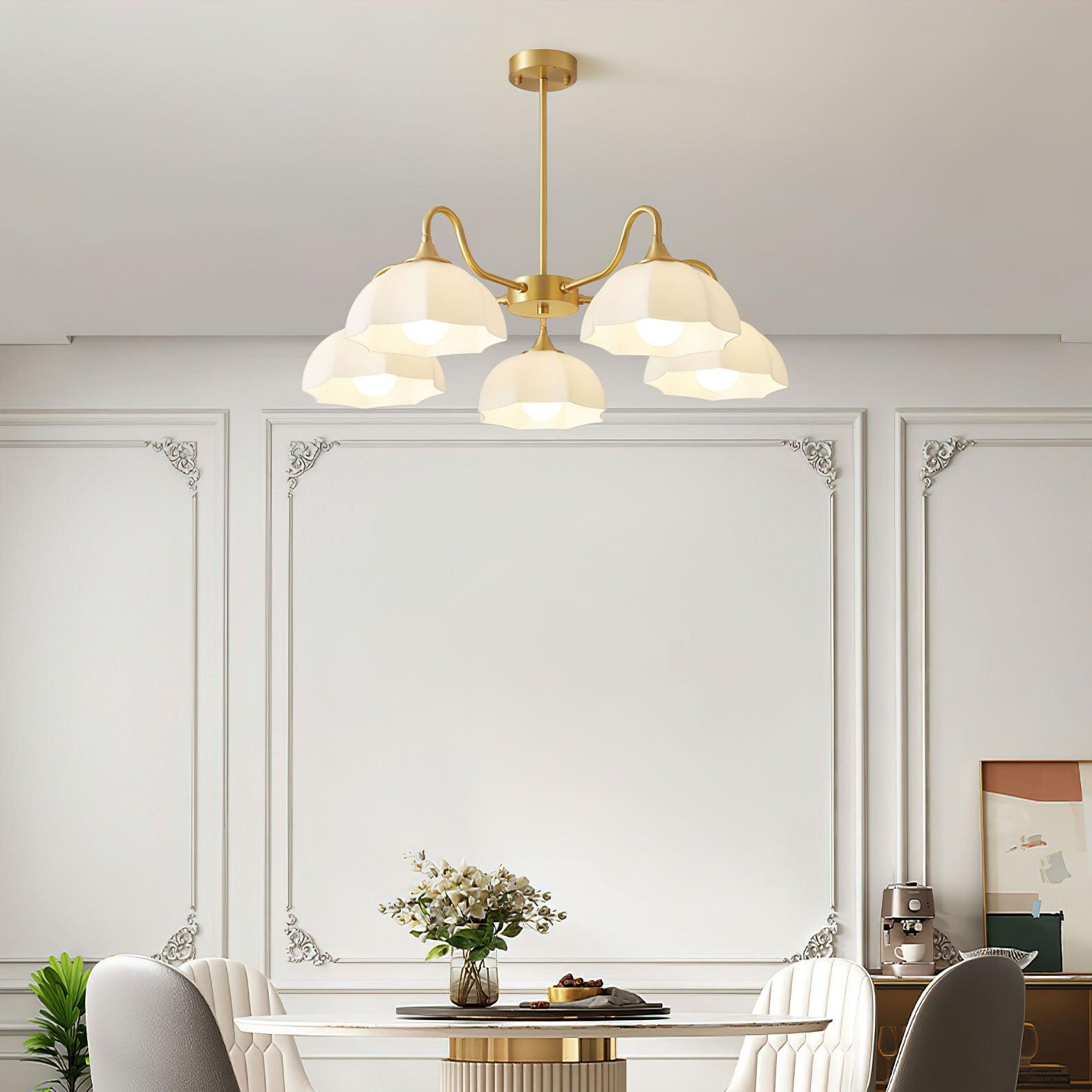Lustra Lustre Bol En Verre Octagonal Cuivre Français