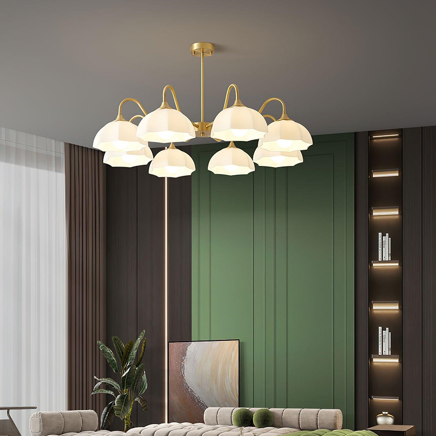 Lustra Lustre Bol En Verre Octagonal Cuivre Français