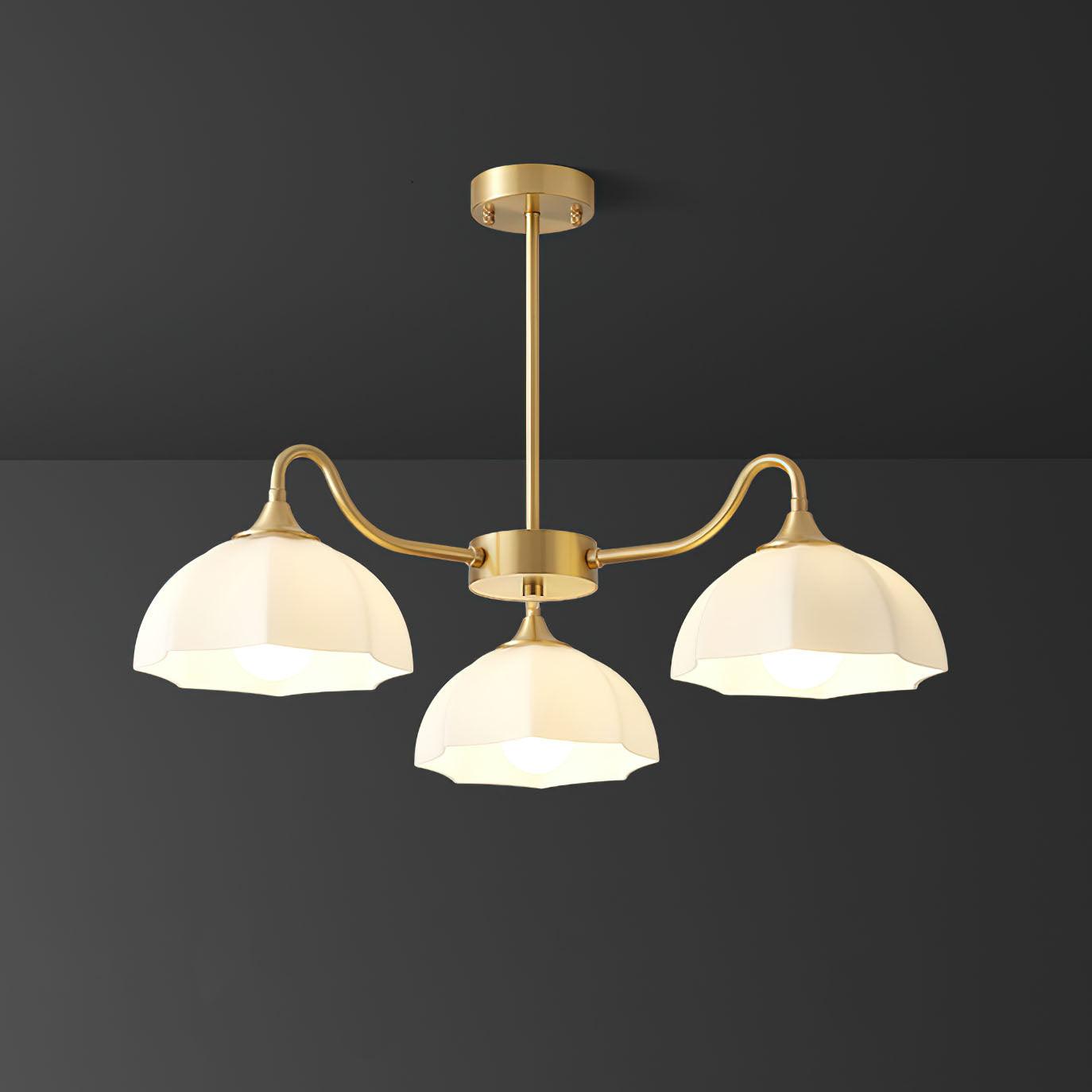 Lustra Lustre Bol En Verre Octagonal Cuivre Français